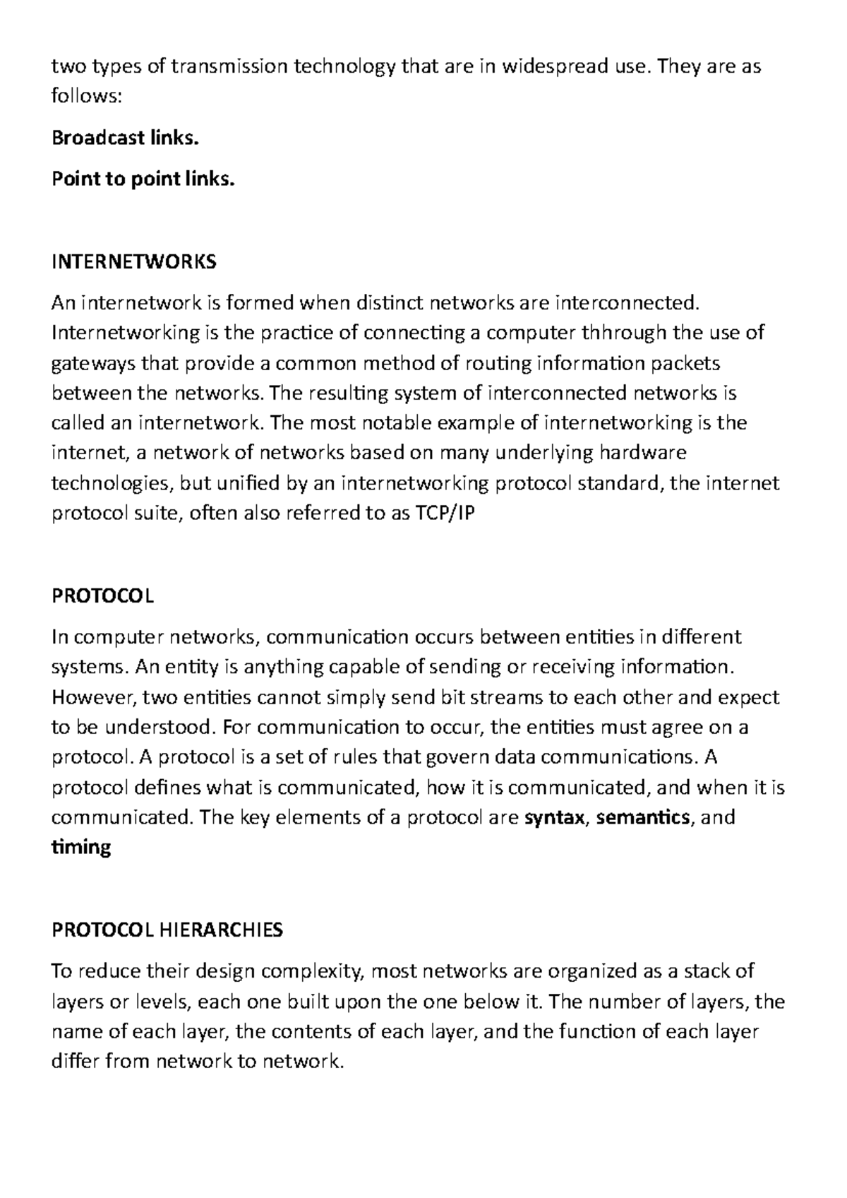 Cn - Key Concepts in Transmission Technologies and Protocols - Studocu