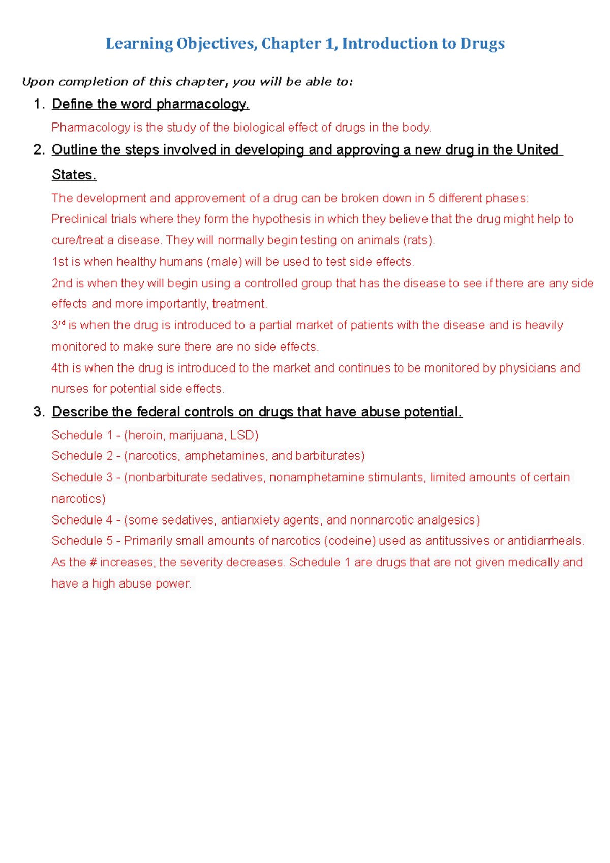 Pharm 101 - Ch 1 Study Notes: Introduction to Pharmacology and Drugs ...