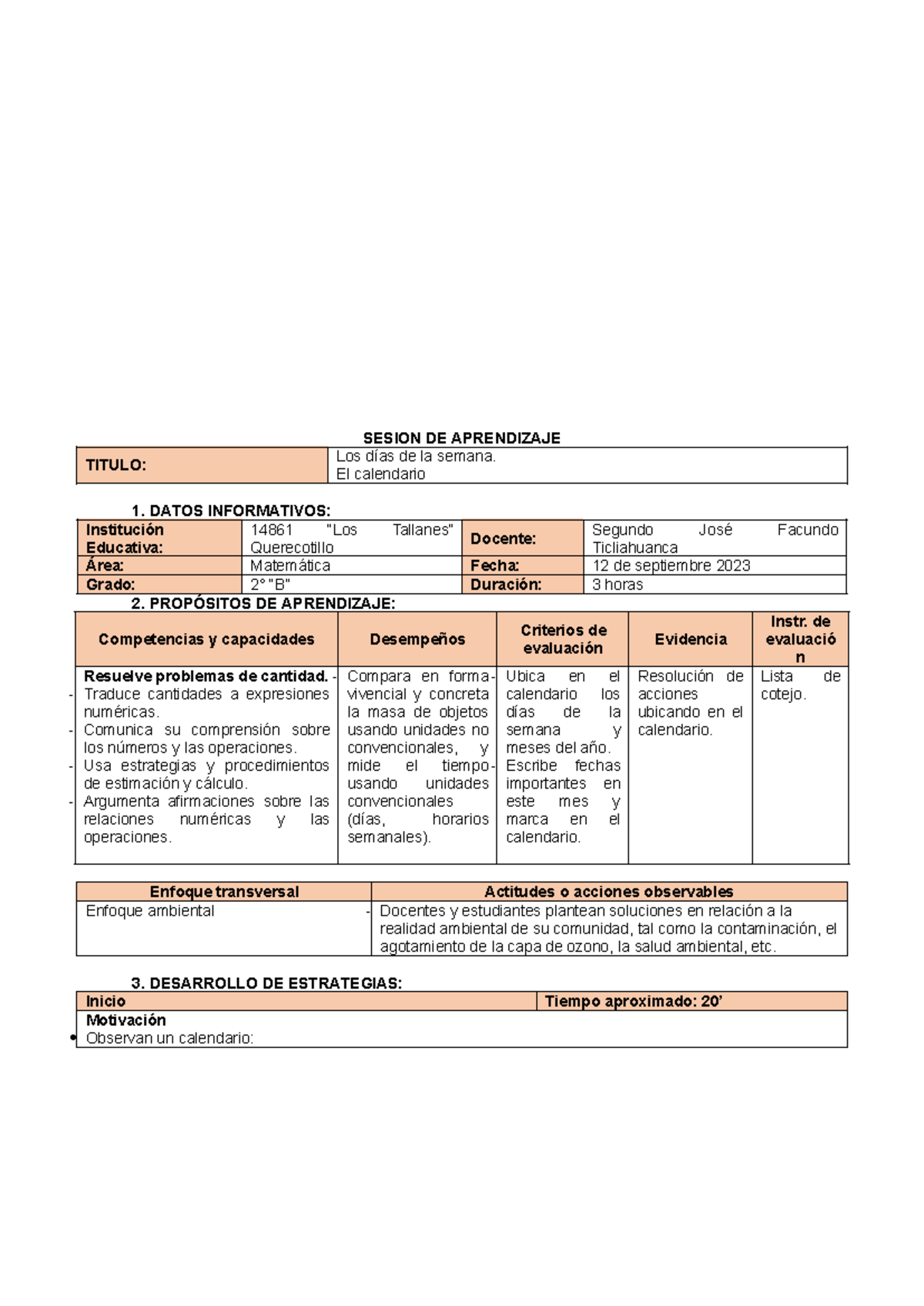 Aprendizaje sobre el Calendario y los Días de la Semana - 2°B - Studocu