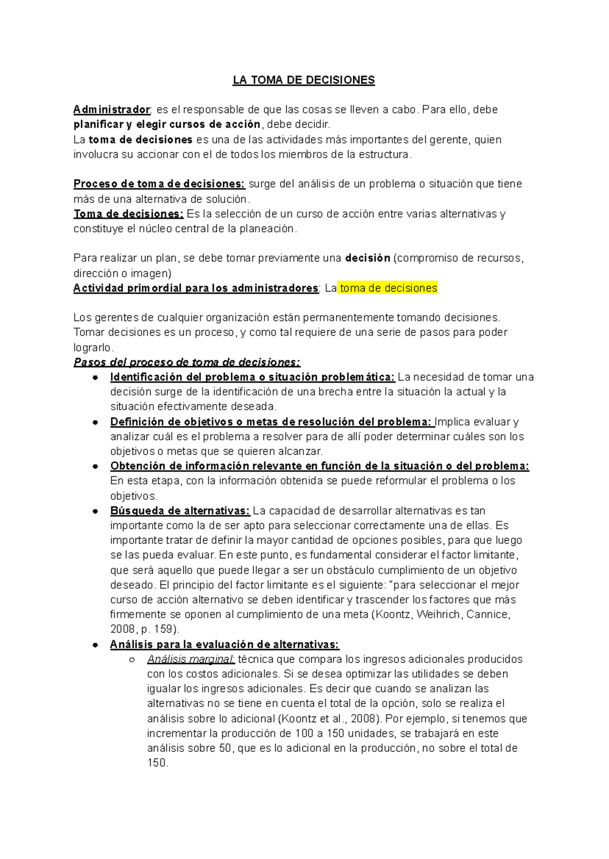Adm LA TOMA DE DECISIONES M2 L1: Proceso y Estilos de Decisión - Studocu