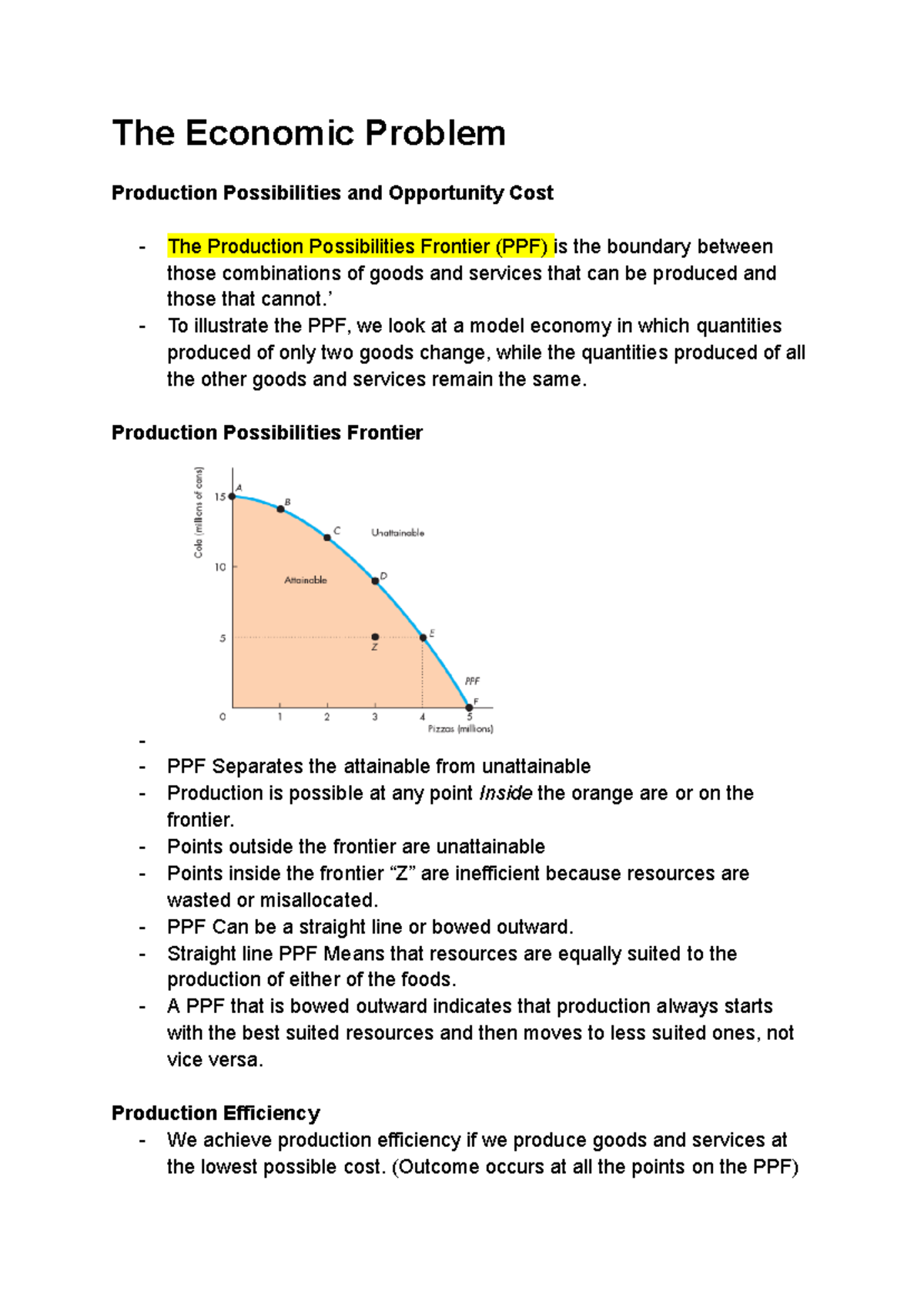 Econ 248 Chapter 2 - The Economic Problem Production Possibilities and ...