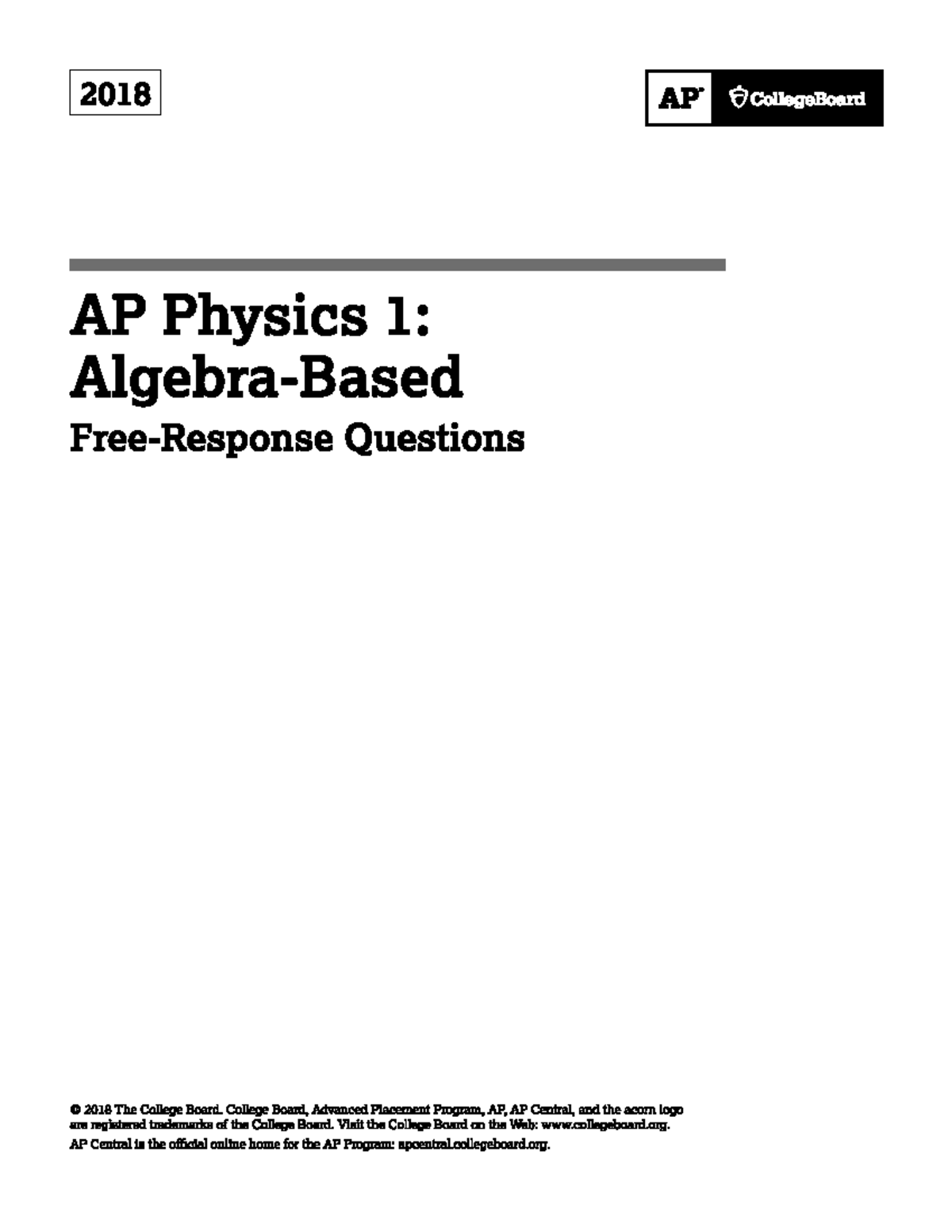 AP Physics 1: 2018 Free Response Questions and Solutions - Studocu
