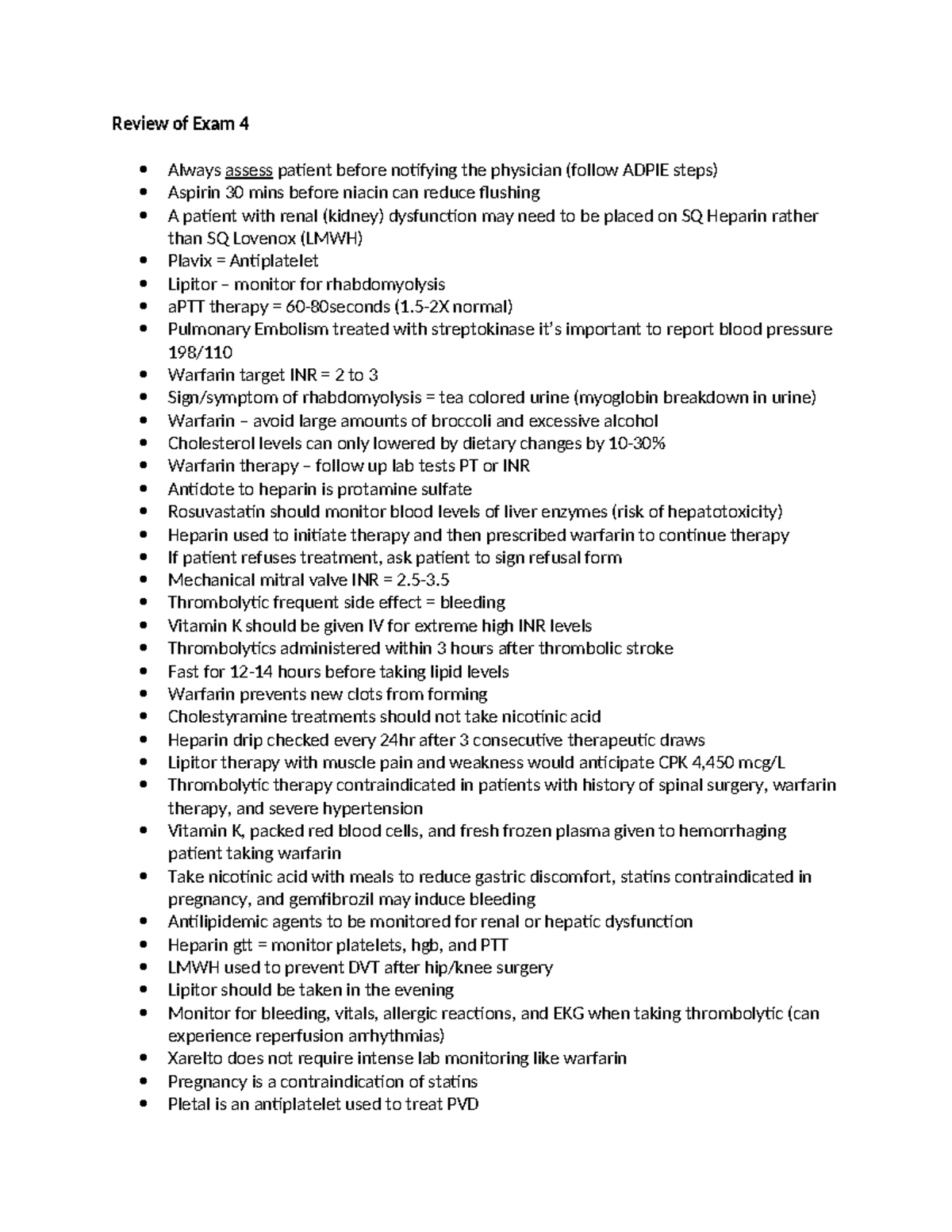Exam 4 Review Study Guide for Nursing (NUR 101) - Studocu