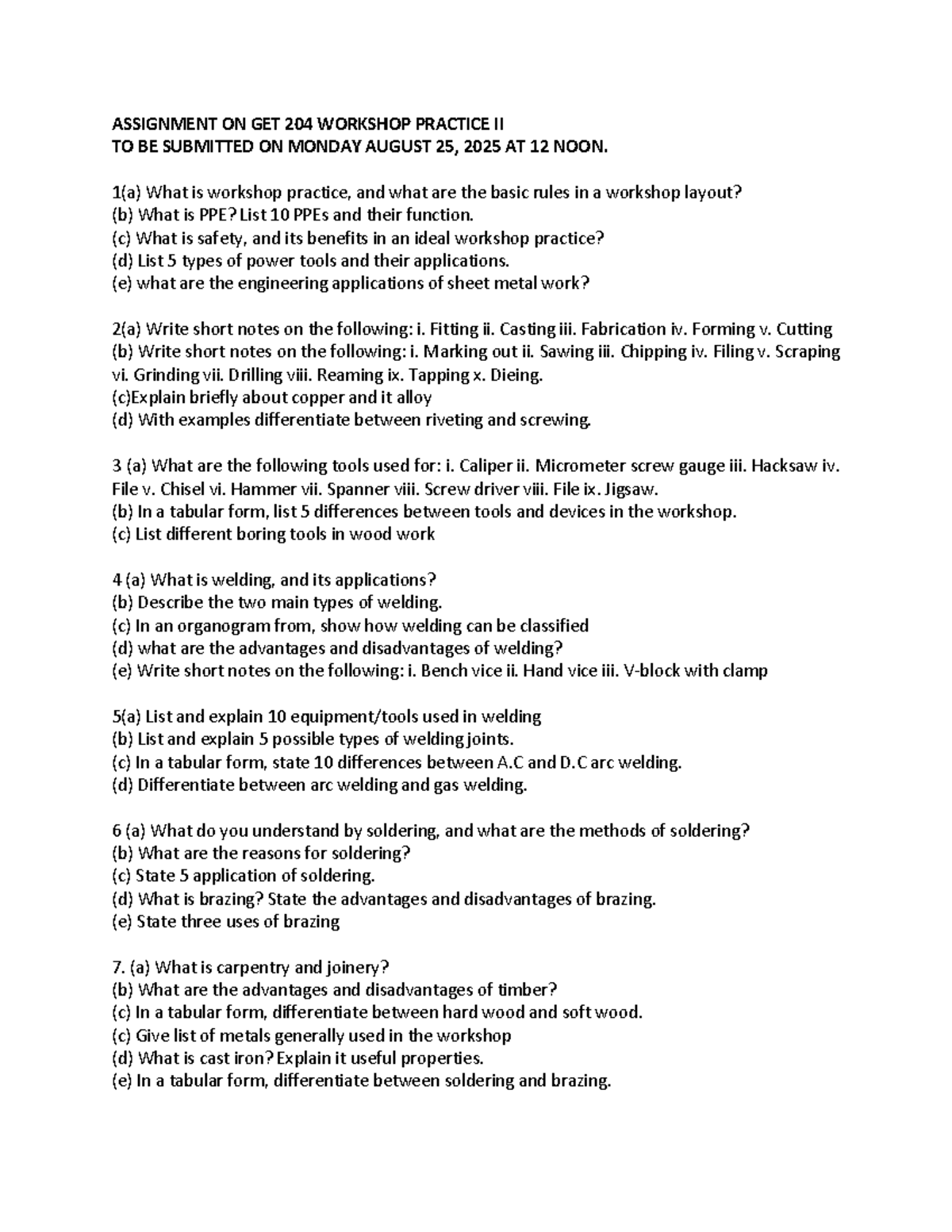 GET 204 Workshop Practice II Assignment Overview and Key Concepts - Studocu