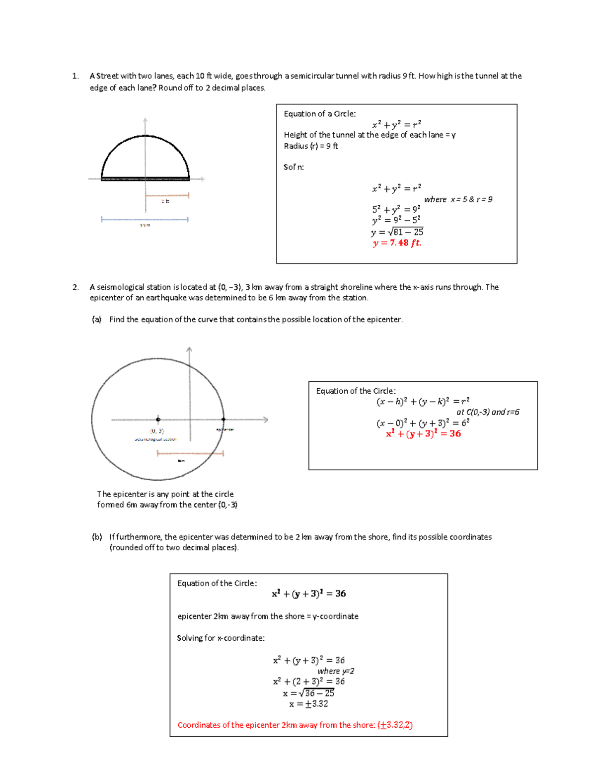Precalculus Problem Solving: Tunnel, Epicenter, and Satellite Dish ...