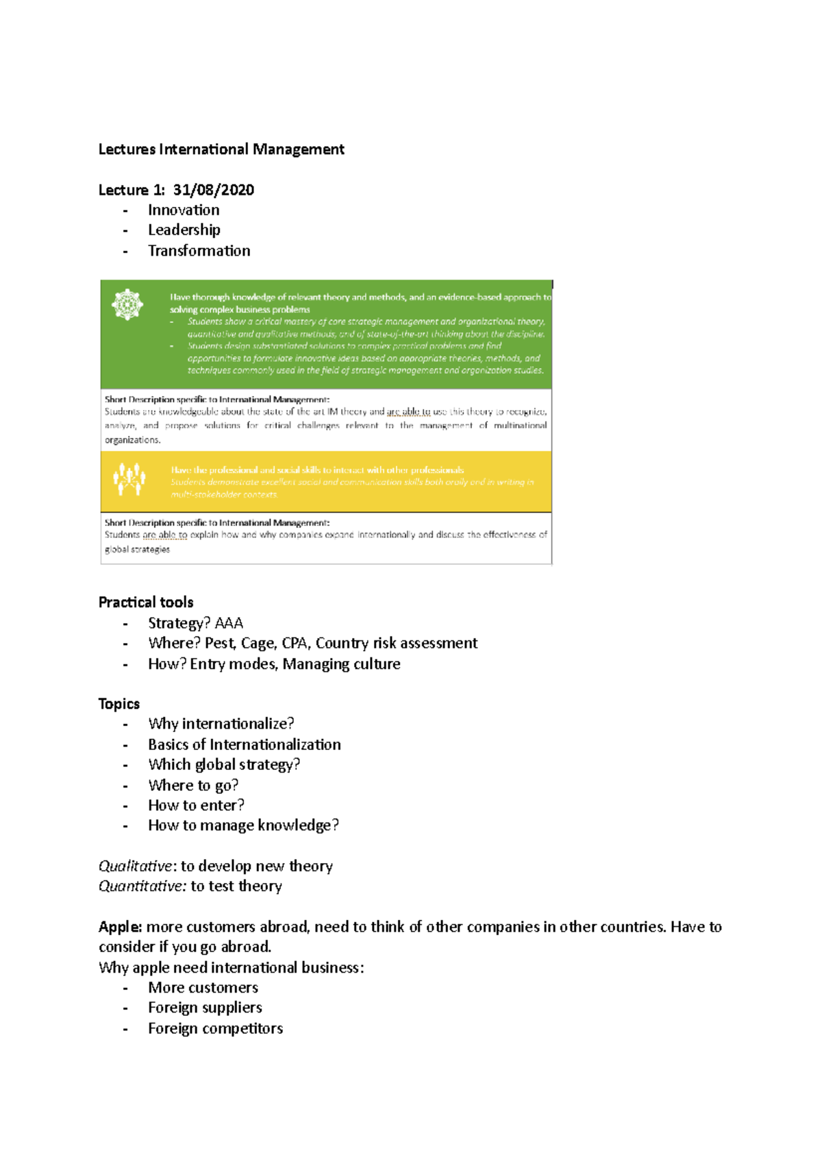 International Management Lectures: Strategies & Insights - Studeersnel