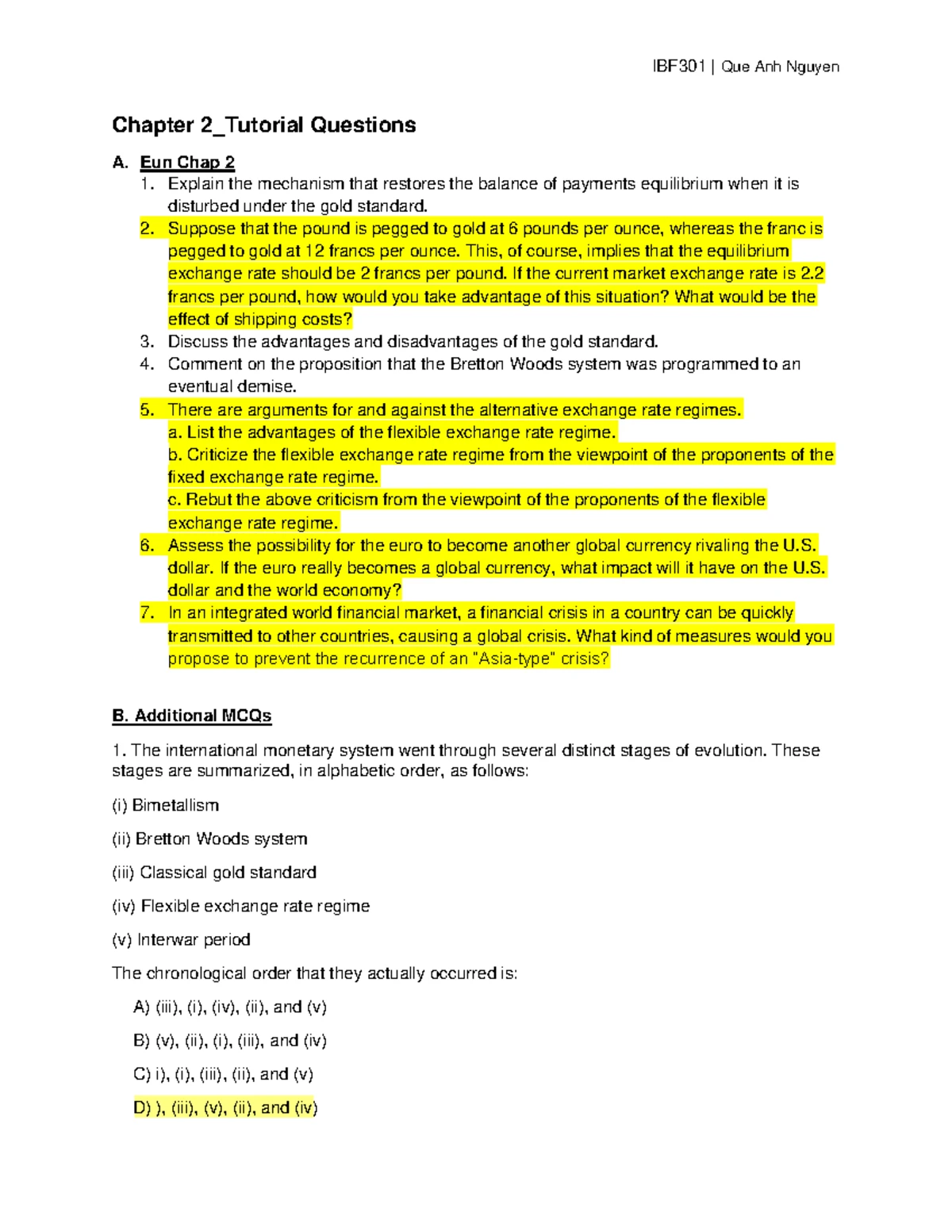 Chap01 Tutorial Questions - IBF301 | Que Anh Nguyen Chapter 1_Tutorial ...