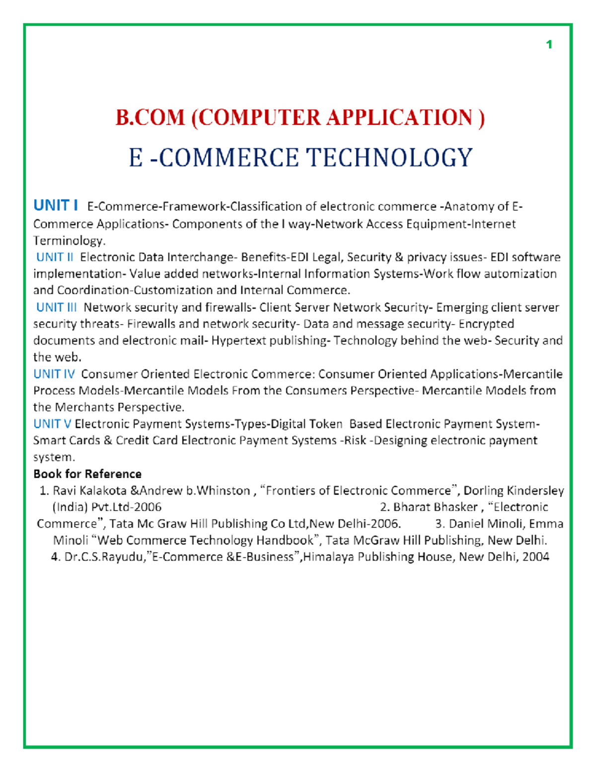 Unit4(12-21) - E-Commerce Overview and Applications Study Guide - Studocu