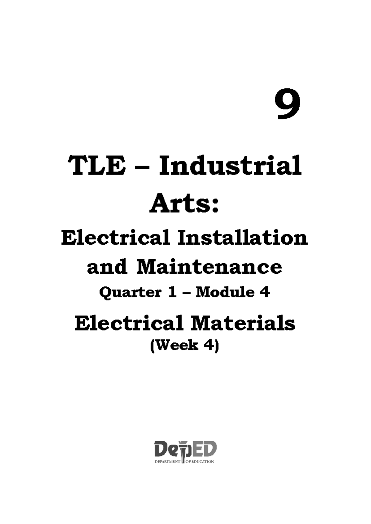 TLE IEM9 Q1 Module 4: Electrical Materials & Installation Guide - Studocu
