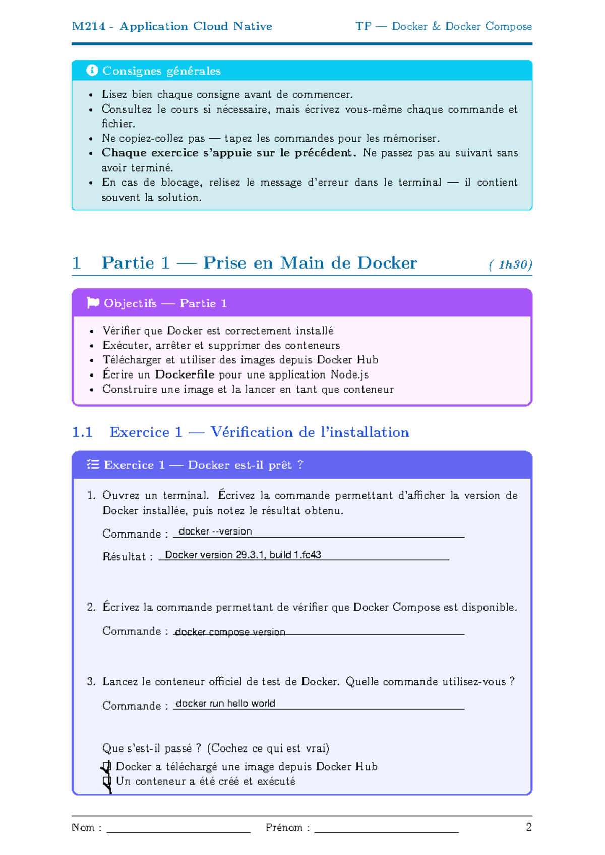 M214 TP Docker et Docker Compose : Guide Pratique et Exercices - Studocu