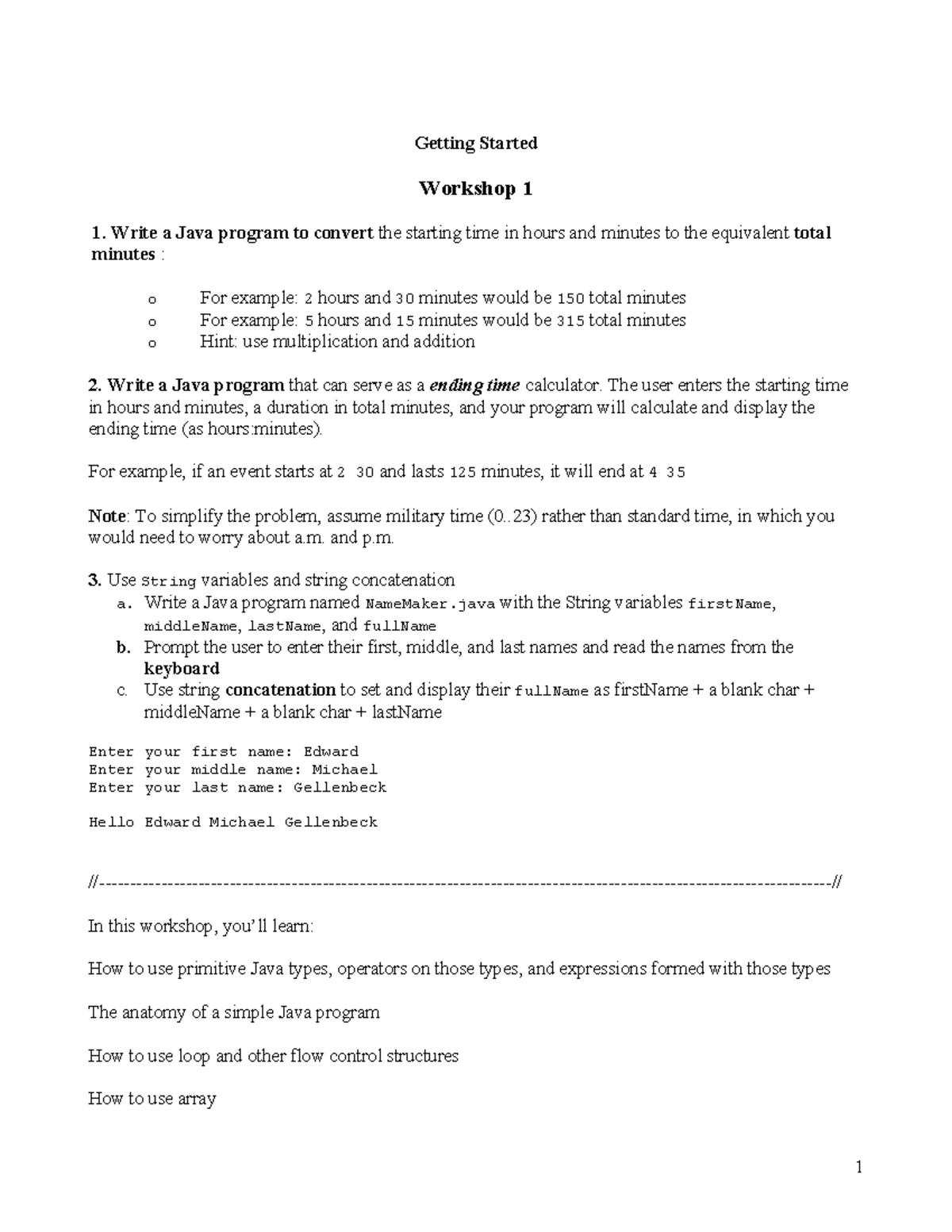 1716540873335 Java Workshop 01: Time & String Manipulation Tasks - Studocu