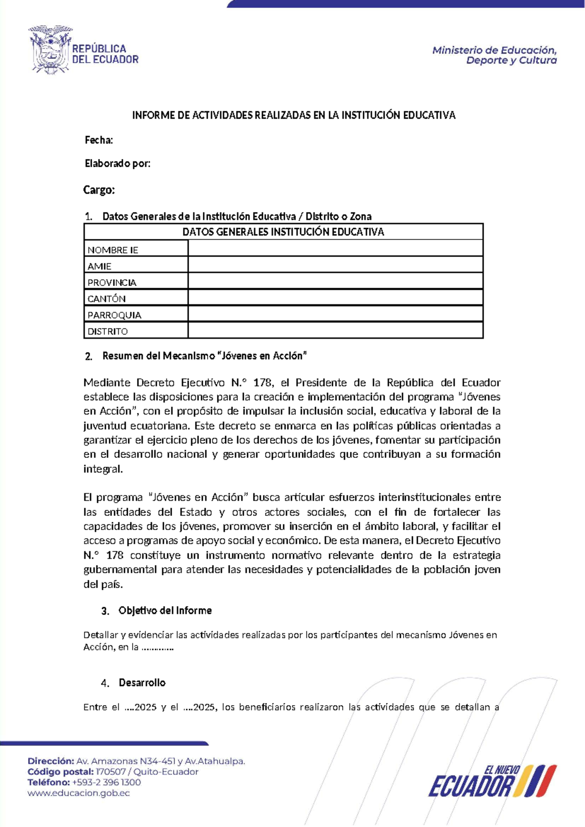 Informe de Actividades del Programa Jóvenes en Acción - PSICOLOGIA - Document Preview