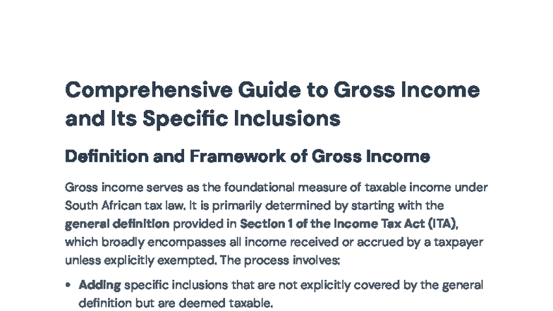 Comprehensive Guide to Gross Income & Specific Inclusions (S1 ITA ...