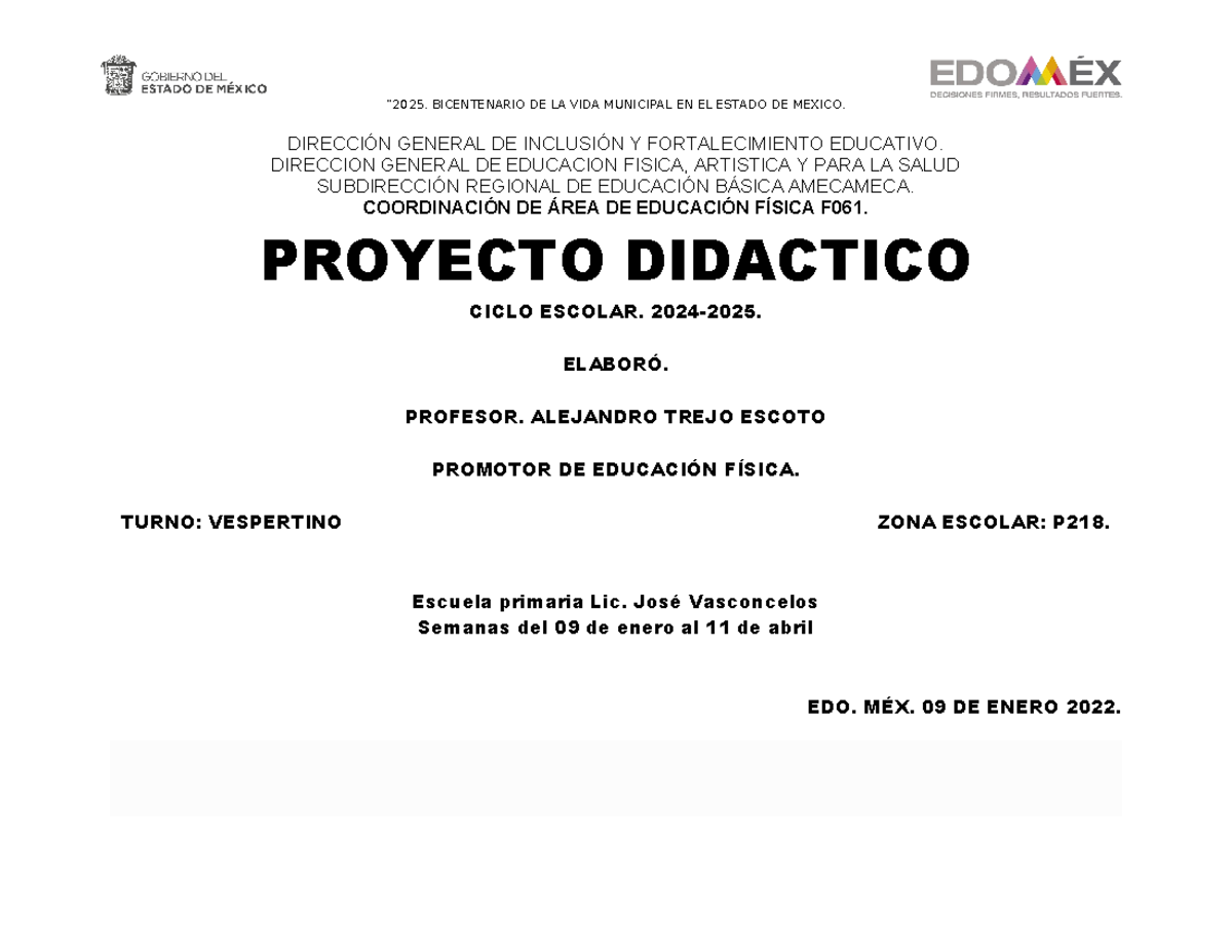 PLAN 2025 - Planeaciones de Educación Física Primaria 2024-2025 - Studocu