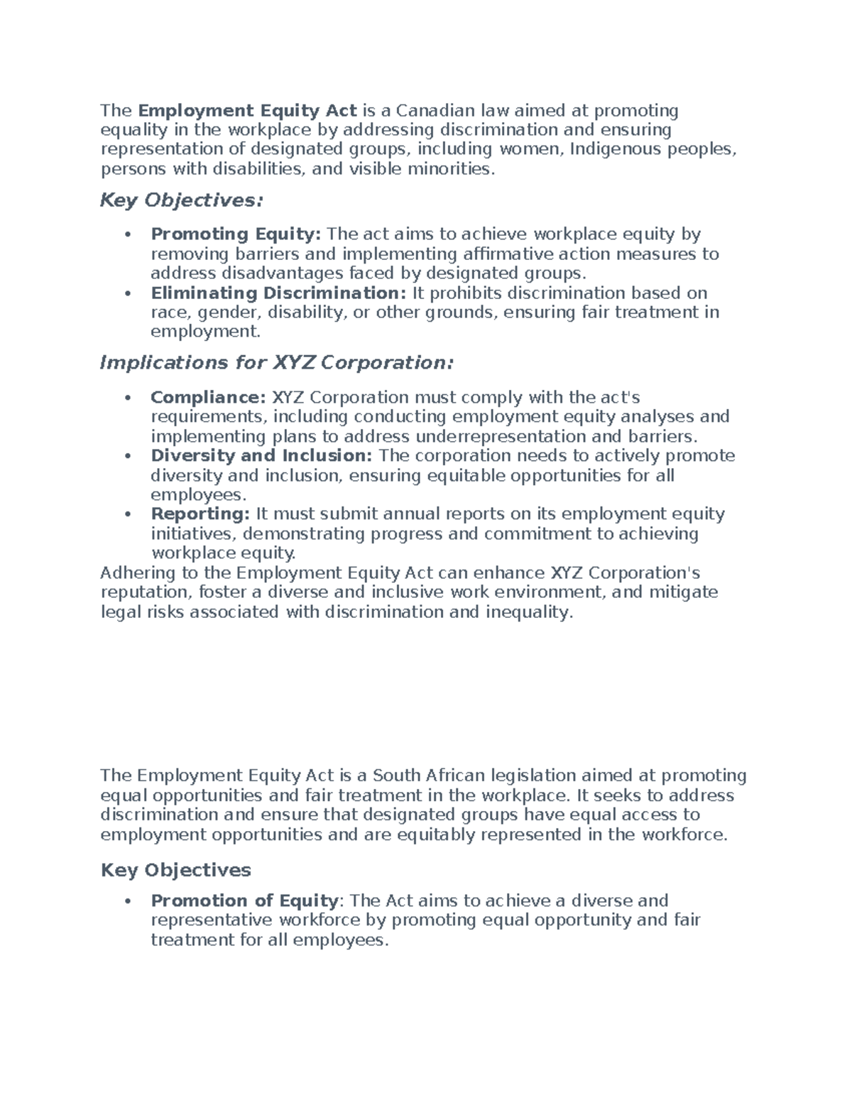 HRM105D - Employment Equity Act Analysis and Compliance Guidelines ...