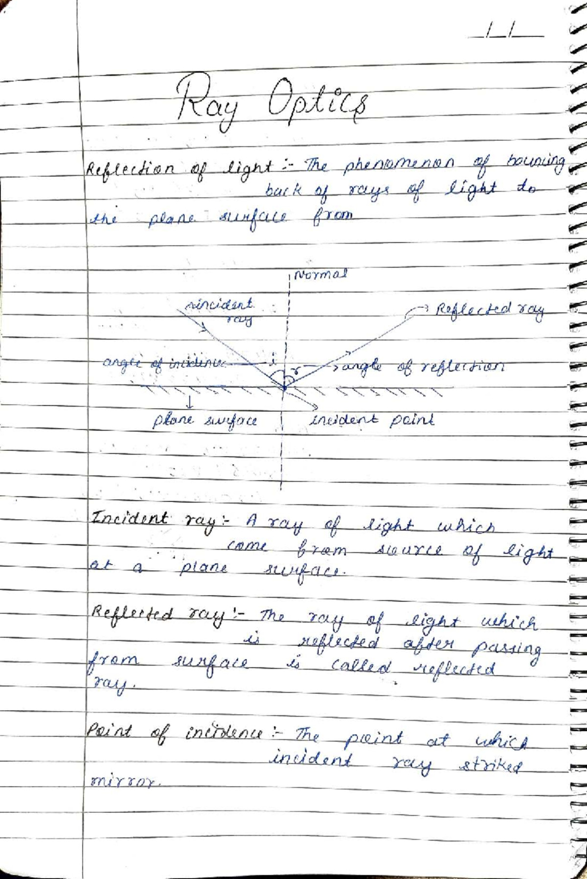 Ray Optics: Reflection and Refraction Phenomena in Light - Studocu
