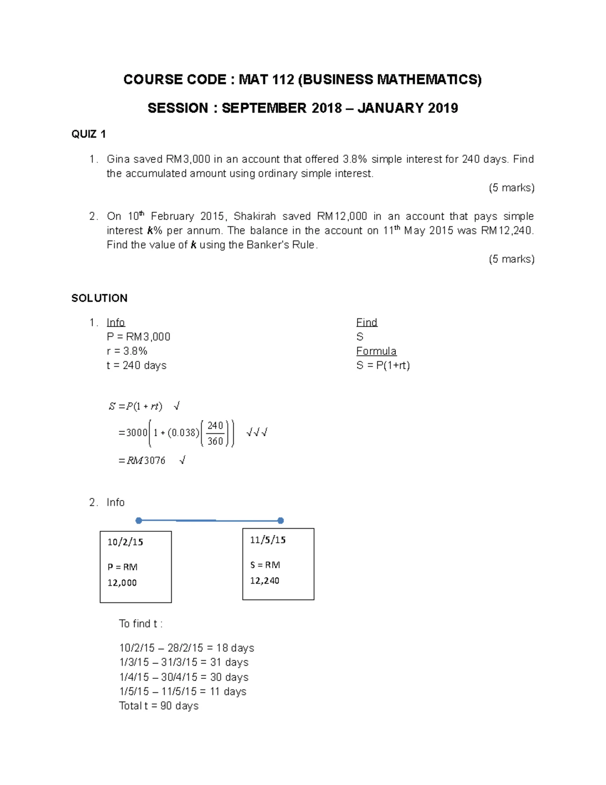 MAT111-1 - final exam - Business in Mathematics - Studocu