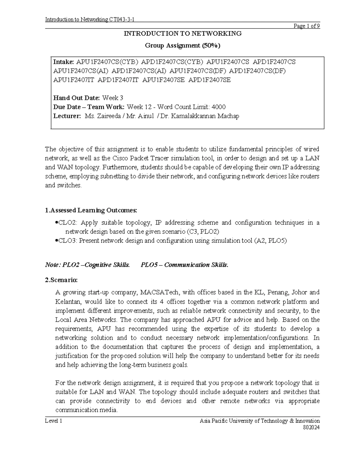 MapleTech Network Design: Topology & IP Addressing Schemes (Assignment ...