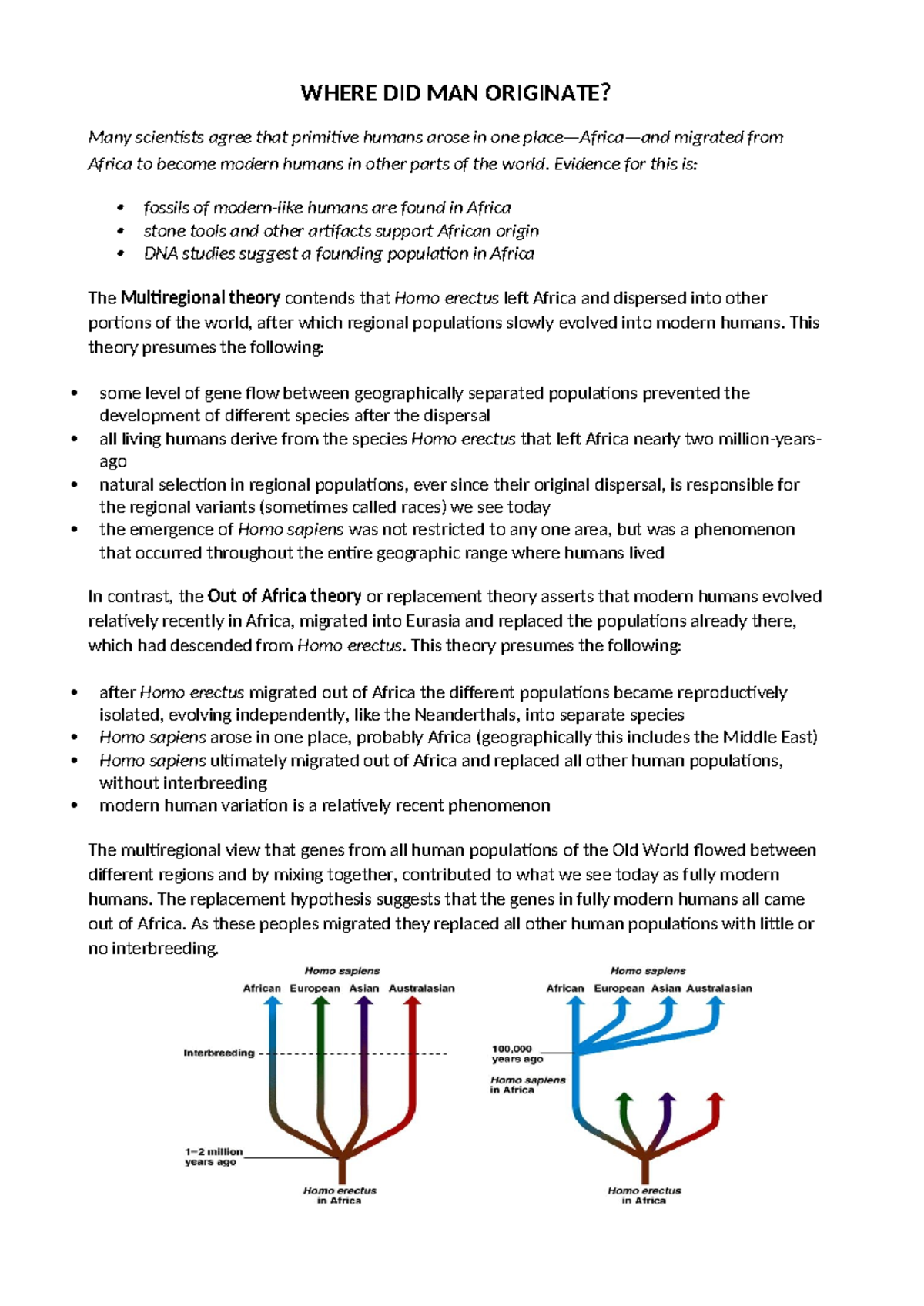 Out of Africa Theory: Comprehensive Notes on Human Origin and Migration ...