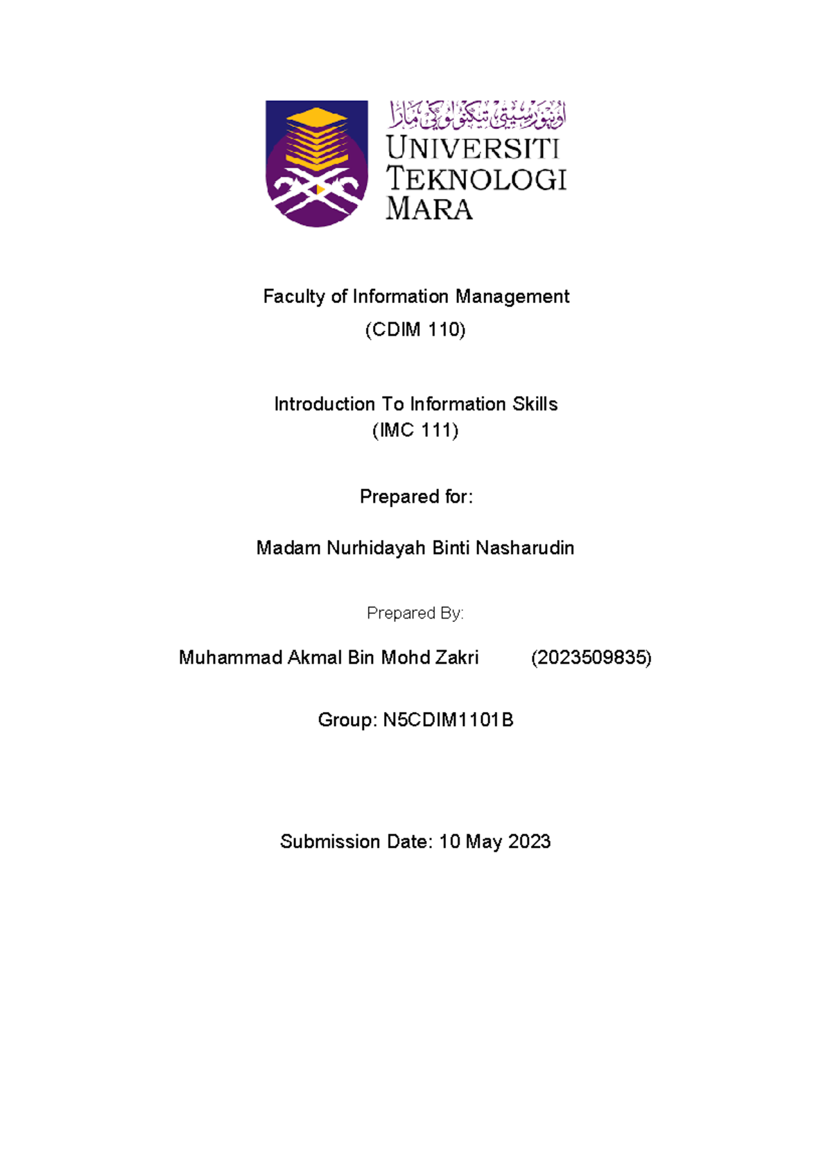 Group Assignment: Online Public Access Catalog (OPAC) IMC111 - Studocu