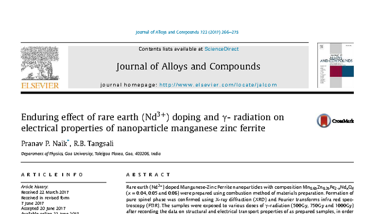 Enduring Effects of Nd3+ Doping and Radiation on Electrical Properties ...