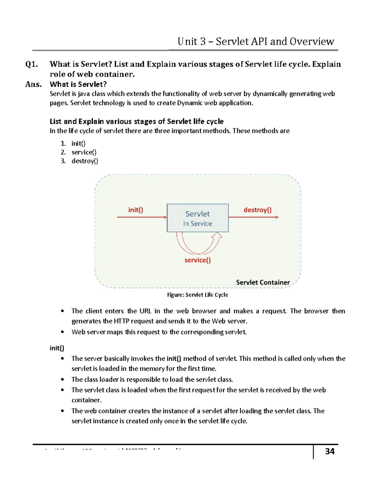 Unit 3 Servlet API Overview - Notes for Advanced Java (2160707) - Studocu