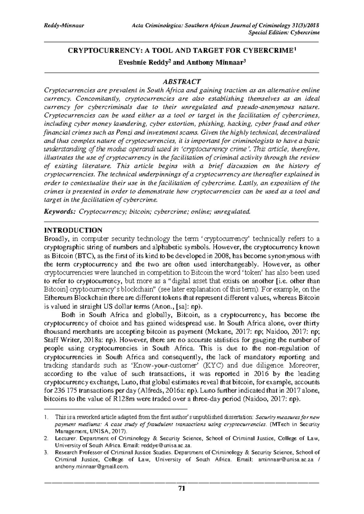 EJC-14d902942 Special Ed: Cryptocurrency as a Tool for Cybercrime - Studocu