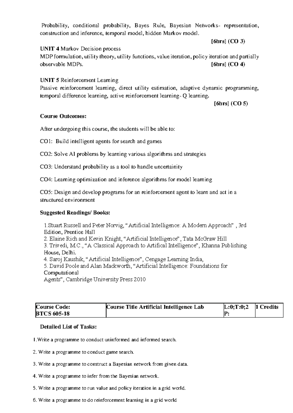 AI Lab Tasks and Concepts: Probability, MDPs, and Reinforcement ...