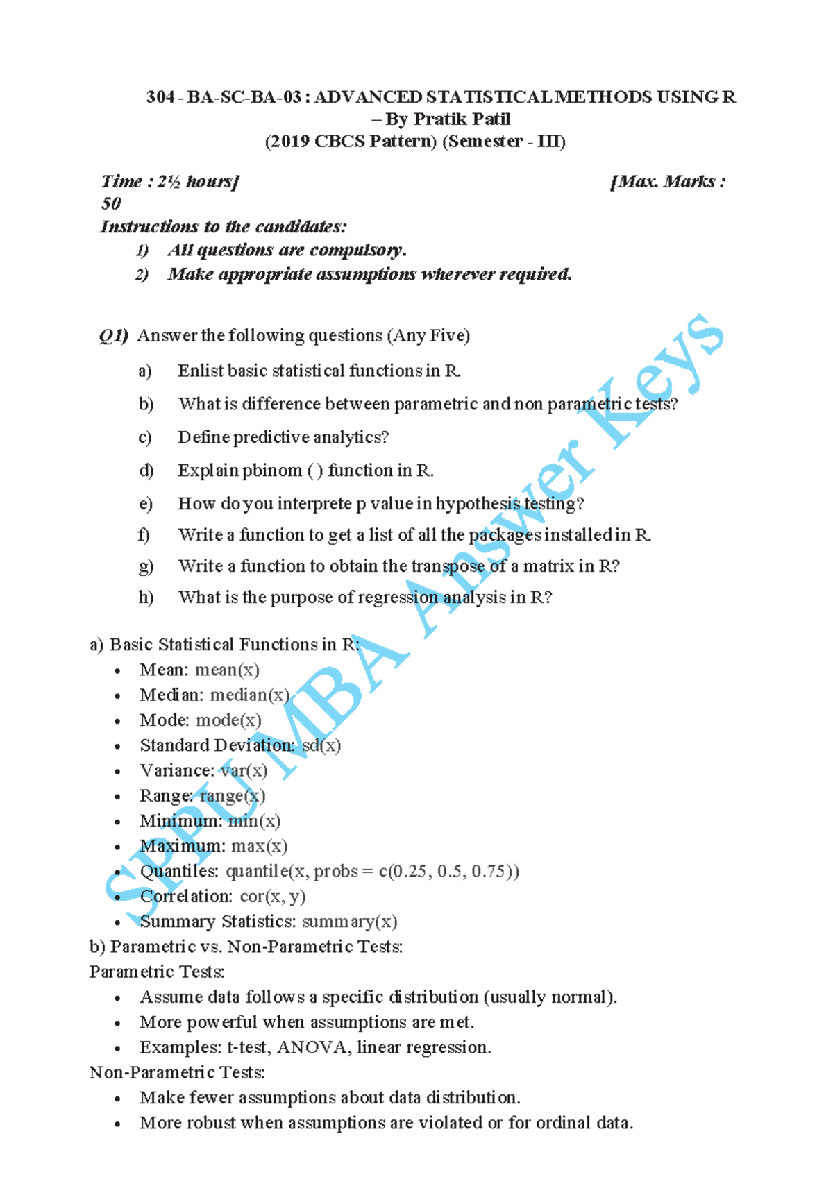 BA - Advanced statistical method using R (P2) - 304 - BA-SC-BA-03 ...