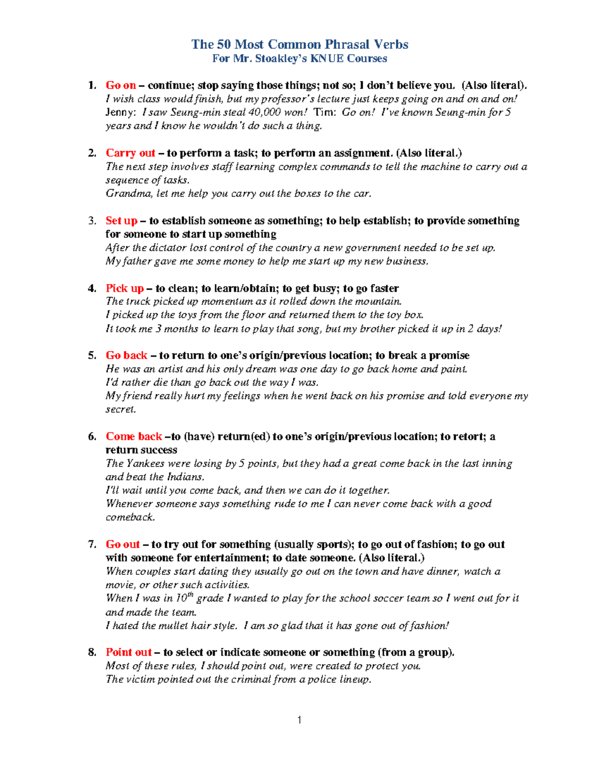 Phrasal Verbs Summary for Mr. KNUE Course: Essential Guide - Studocu