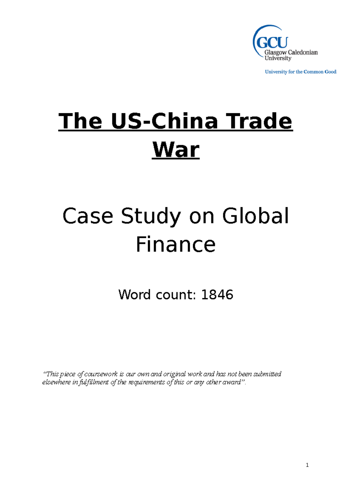 US-China Trade War - Report - The US-China Trade War Case Study on ...