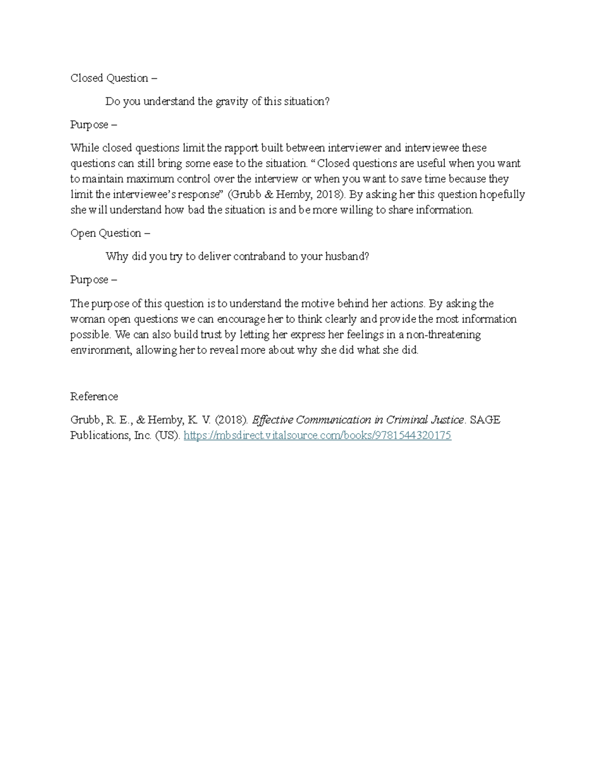 Practice Activity - CJ 140: Closed vs Open Questions in Interviews ...