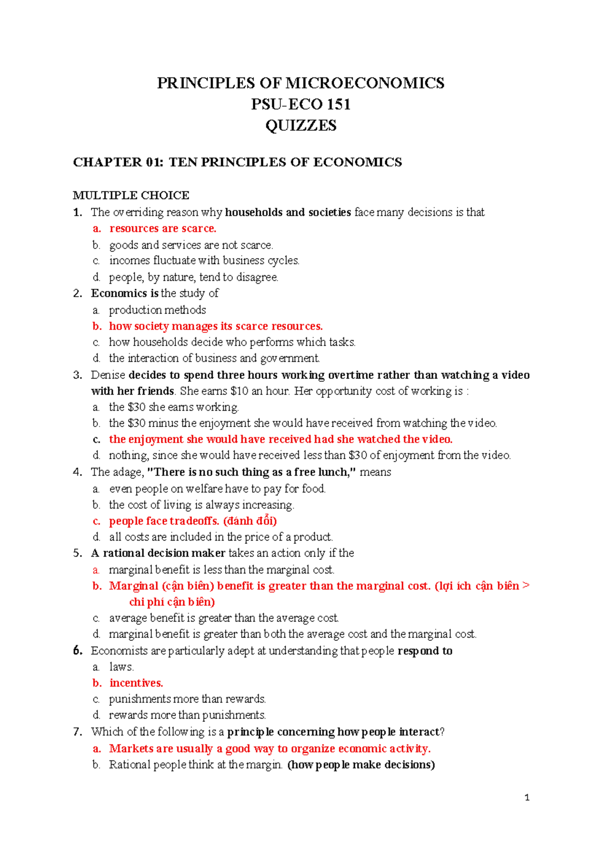 MICROECONOMICS 151 QUIZZES: CHAPTER 1-5 REVIEW NOTES - Studocu