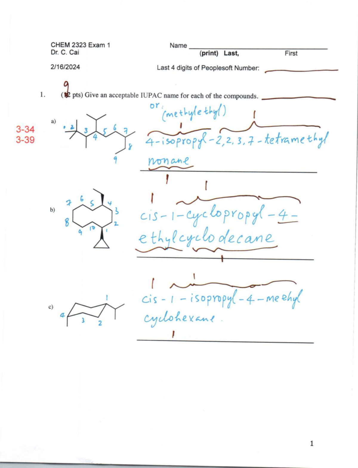 CHEM 2323 Exam 1 Practice Test Answers and Key - Studocu