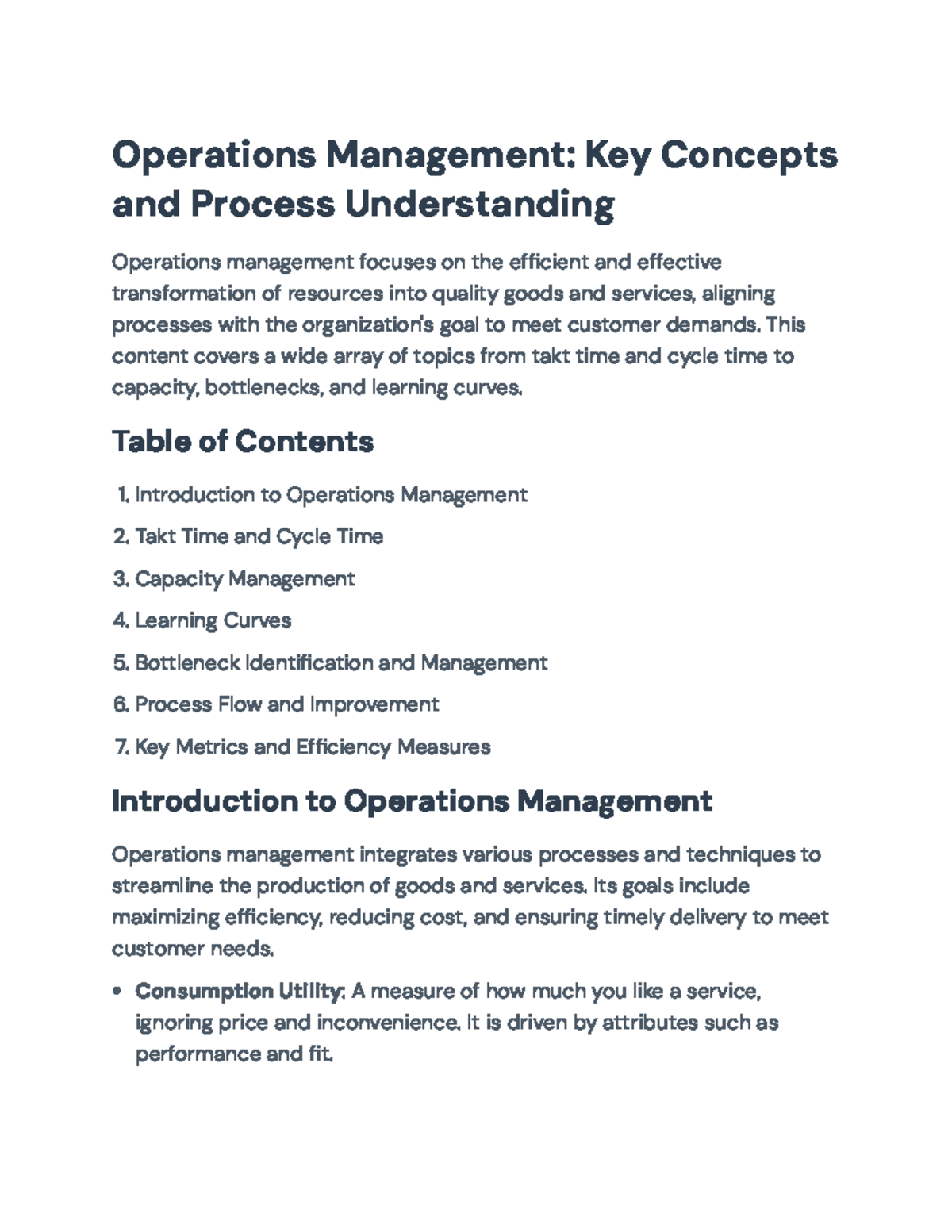 Operations Management: Key Concepts and Process Strategies (OM101 ...