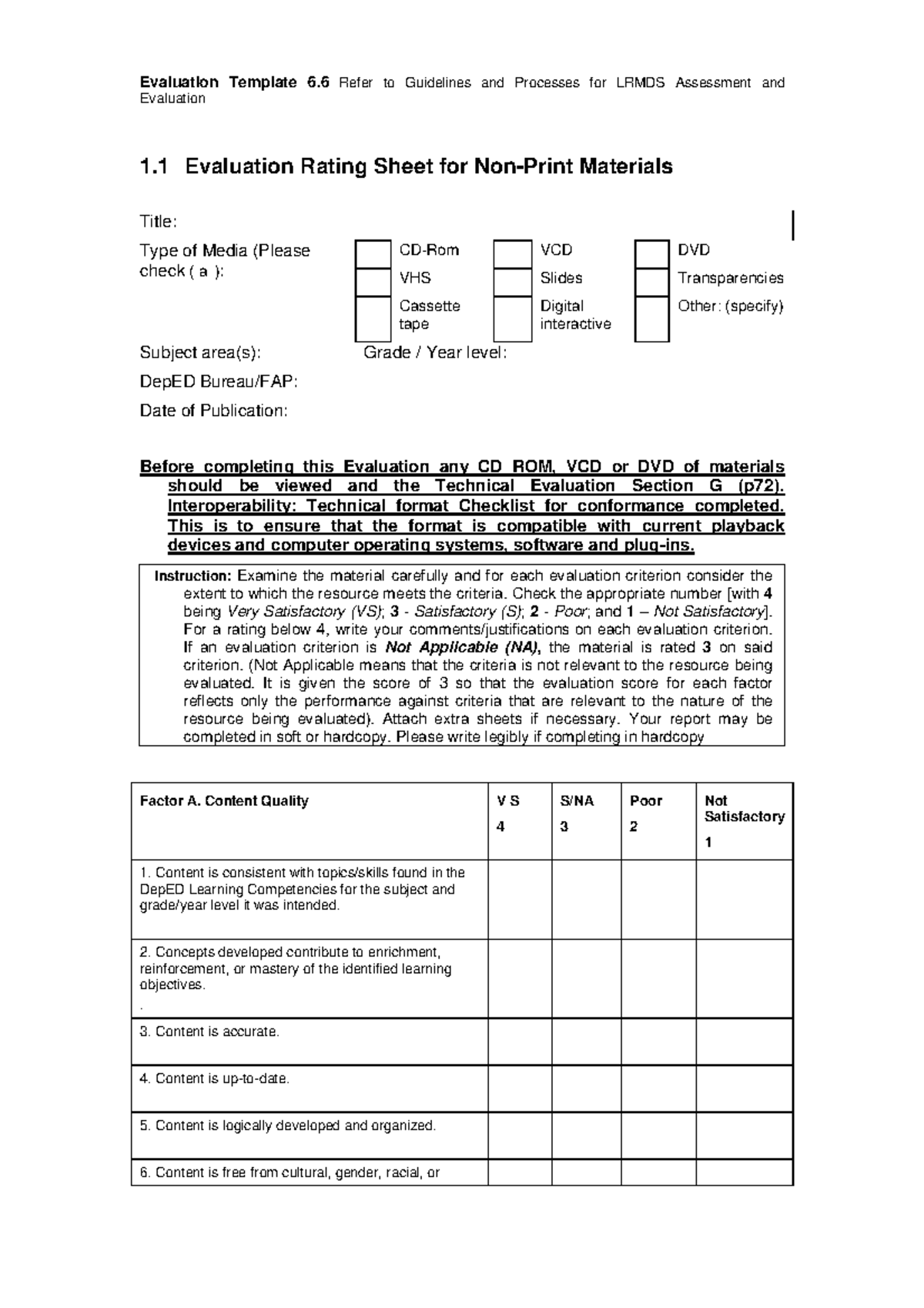Evaluation of Non-Print Media Resources for Educational Use - Studocu
