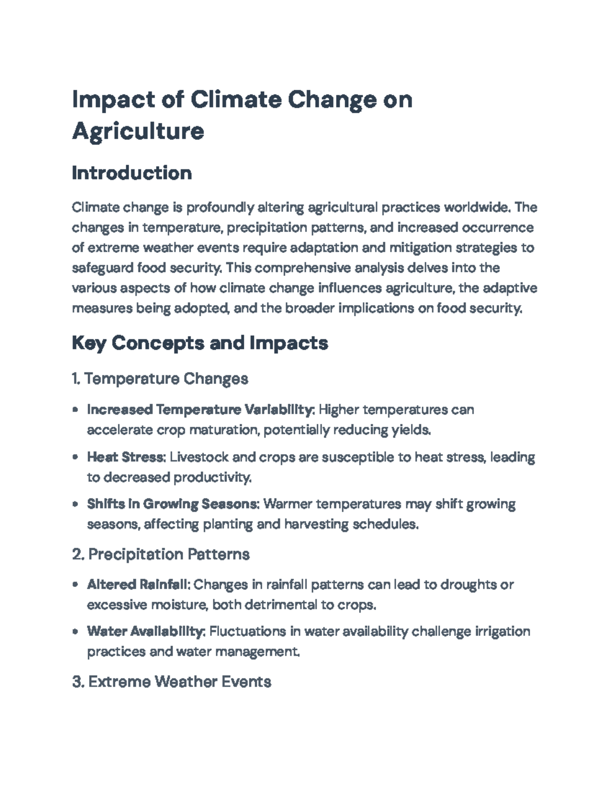 Impact of Climate Change on Agriculture: Adaptation & Food Security ...