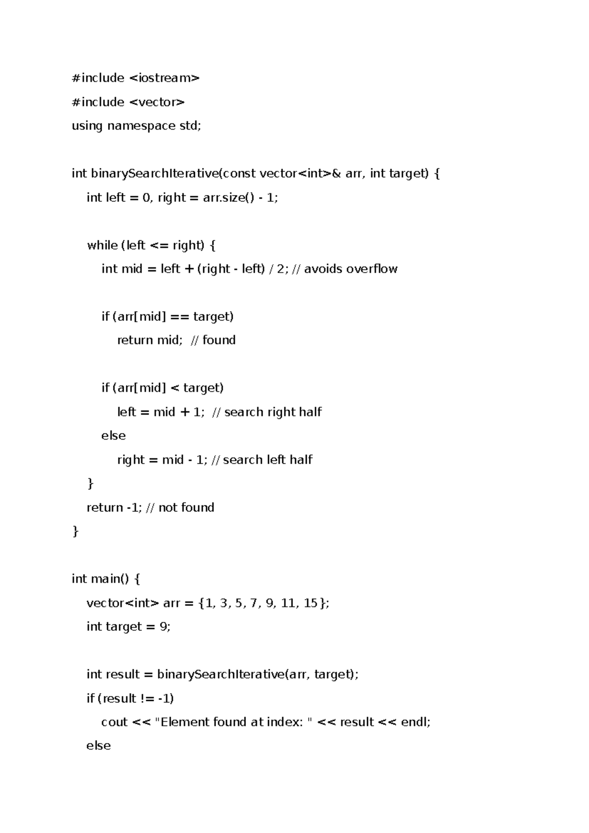 Binary daa - code - #include #include using namespace std; int - Studocu
