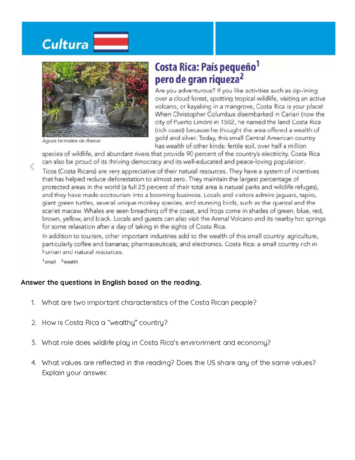Costa Rica Culture Insights (Unit 5A) - Key Characteristics & Values ...
