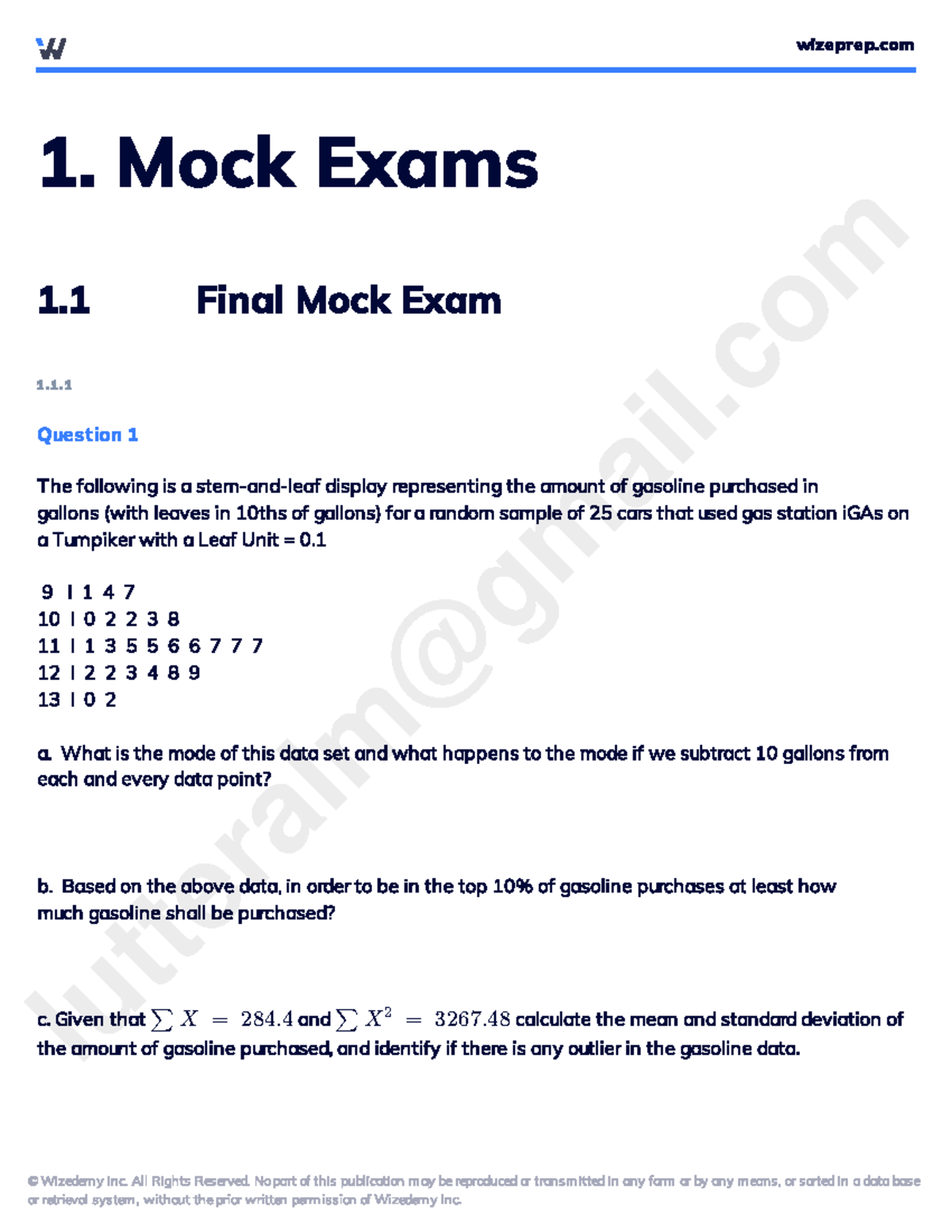 Final Mock Exam #1: Statistics Problem Set Insights - Studocu