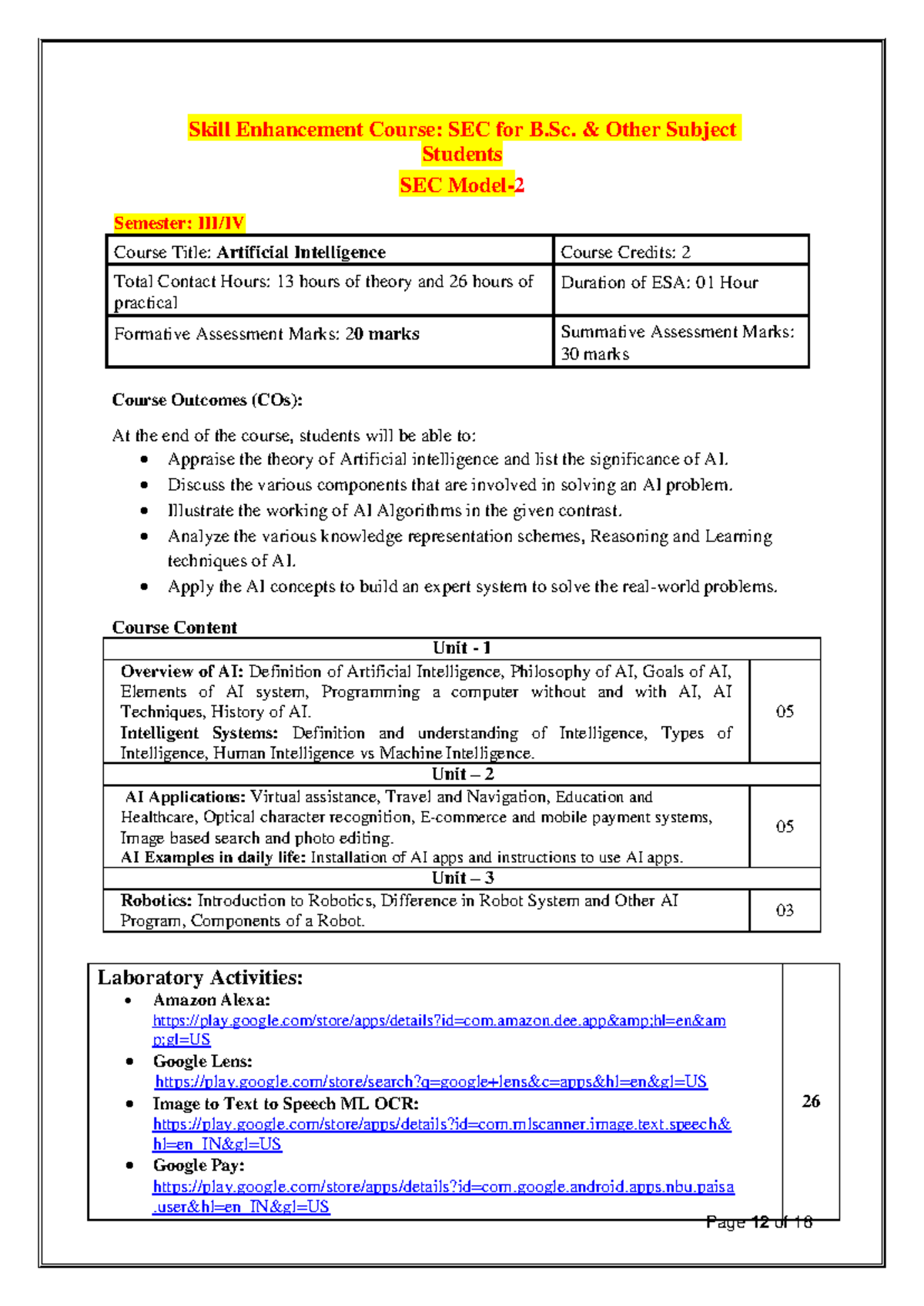 AI - AI notes - Page 12 of 16 Skill Enhancement Course: SEC for B ...