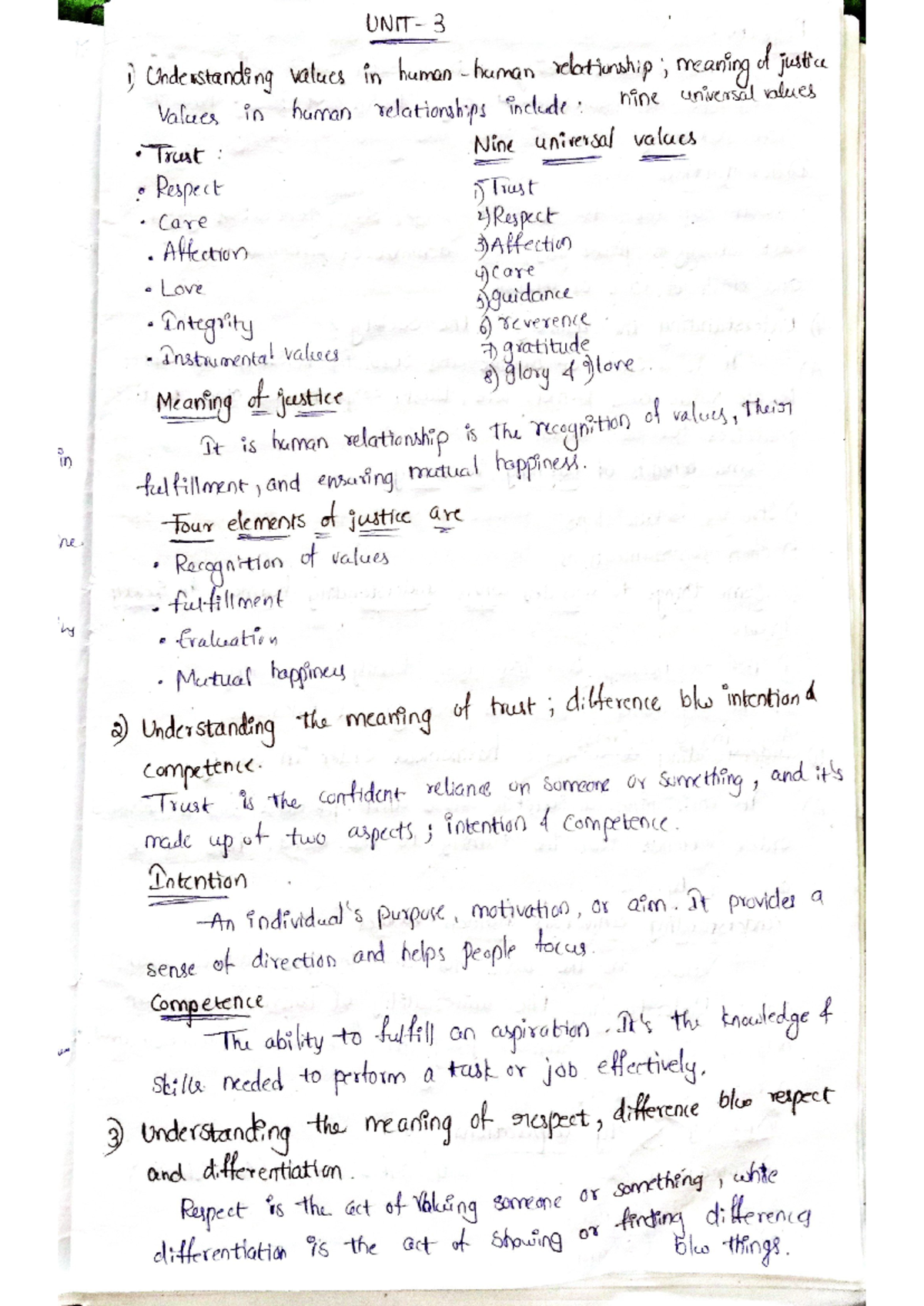Uhv unit 3 - Uhv unit 3 - 3 1) Understanding values in human human ...