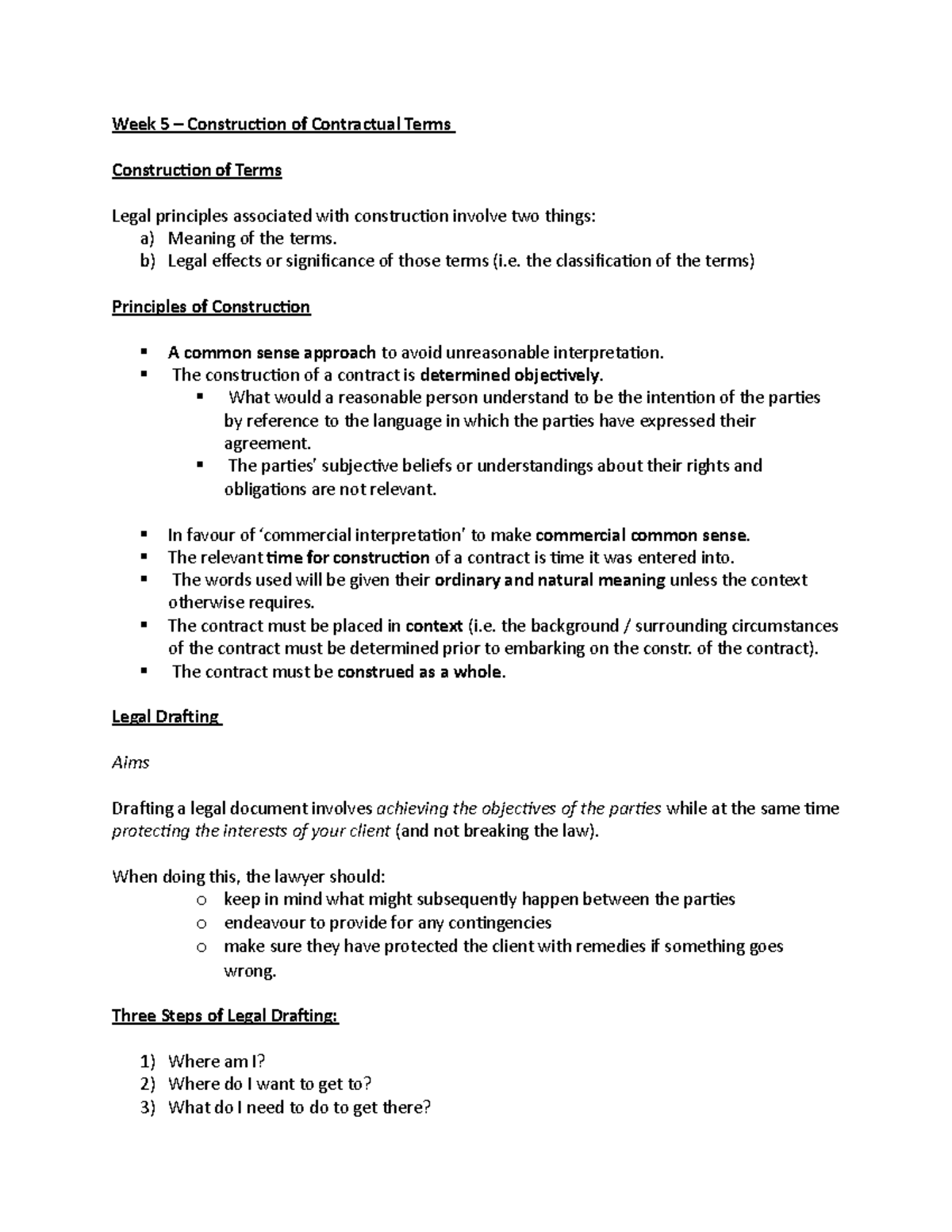 Week 5 - Lecture Notes for week 5 - Week 5 – Construction of ...