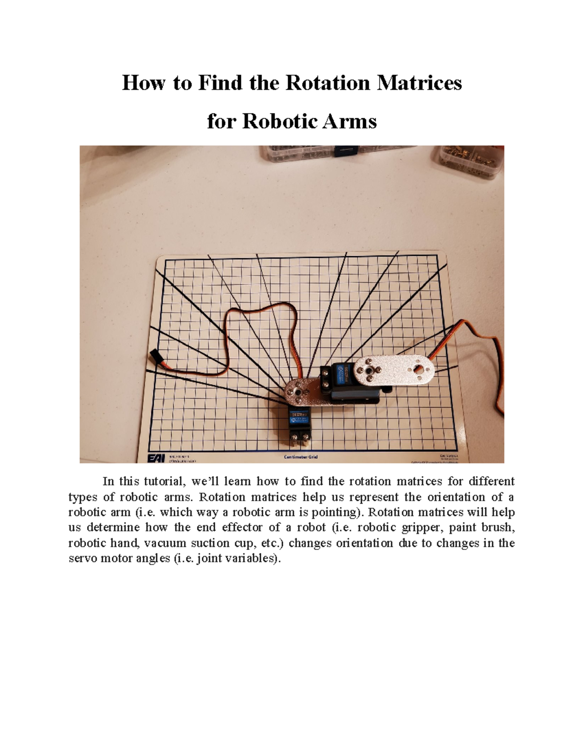 Lecture 5: Finding Rotation Matrices for Robotic Arms - Studocu