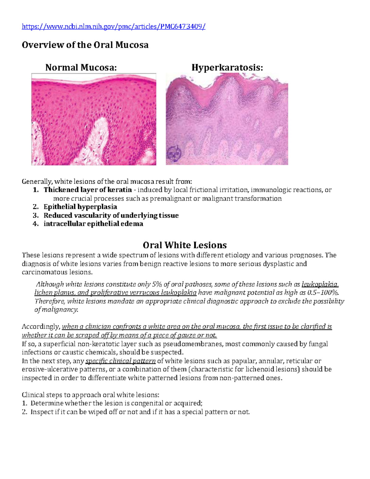 Overview of Oral Mucosa White Lesions: Diagnosis & Management (24 ...