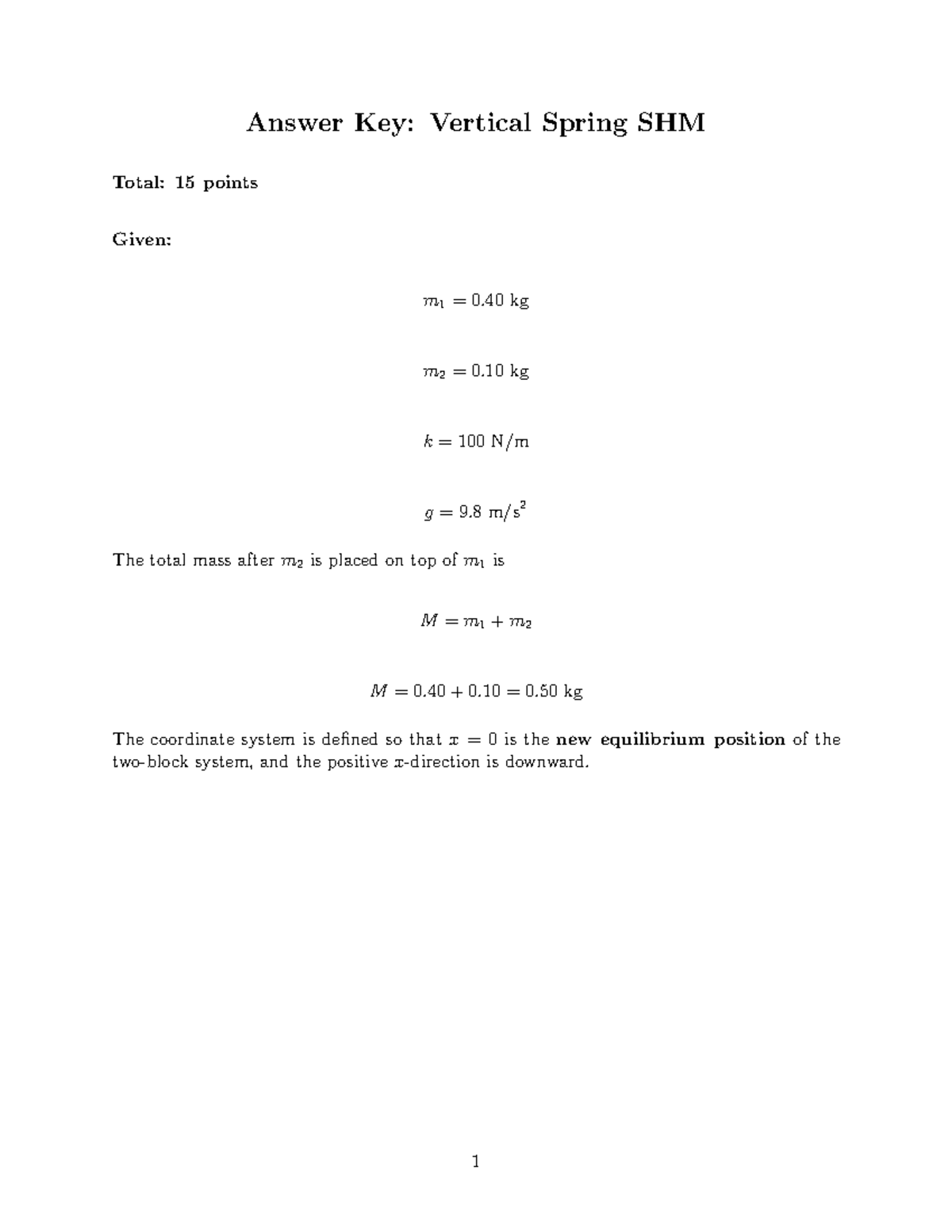 FRQ KEY - SHM Analysis and Solutions (Total: 15 pts) - Studocu