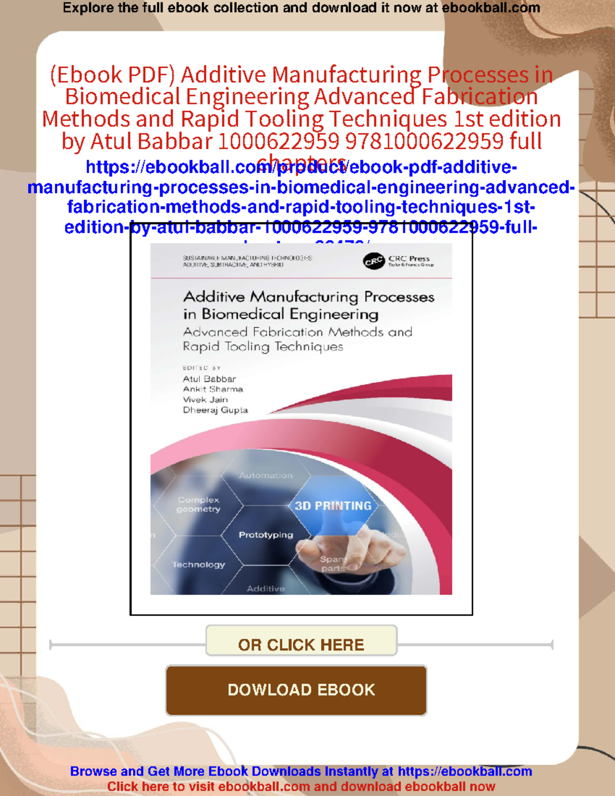 Additive Manufacturing Processes in Biomedical Engineering (Ebook PDF ...