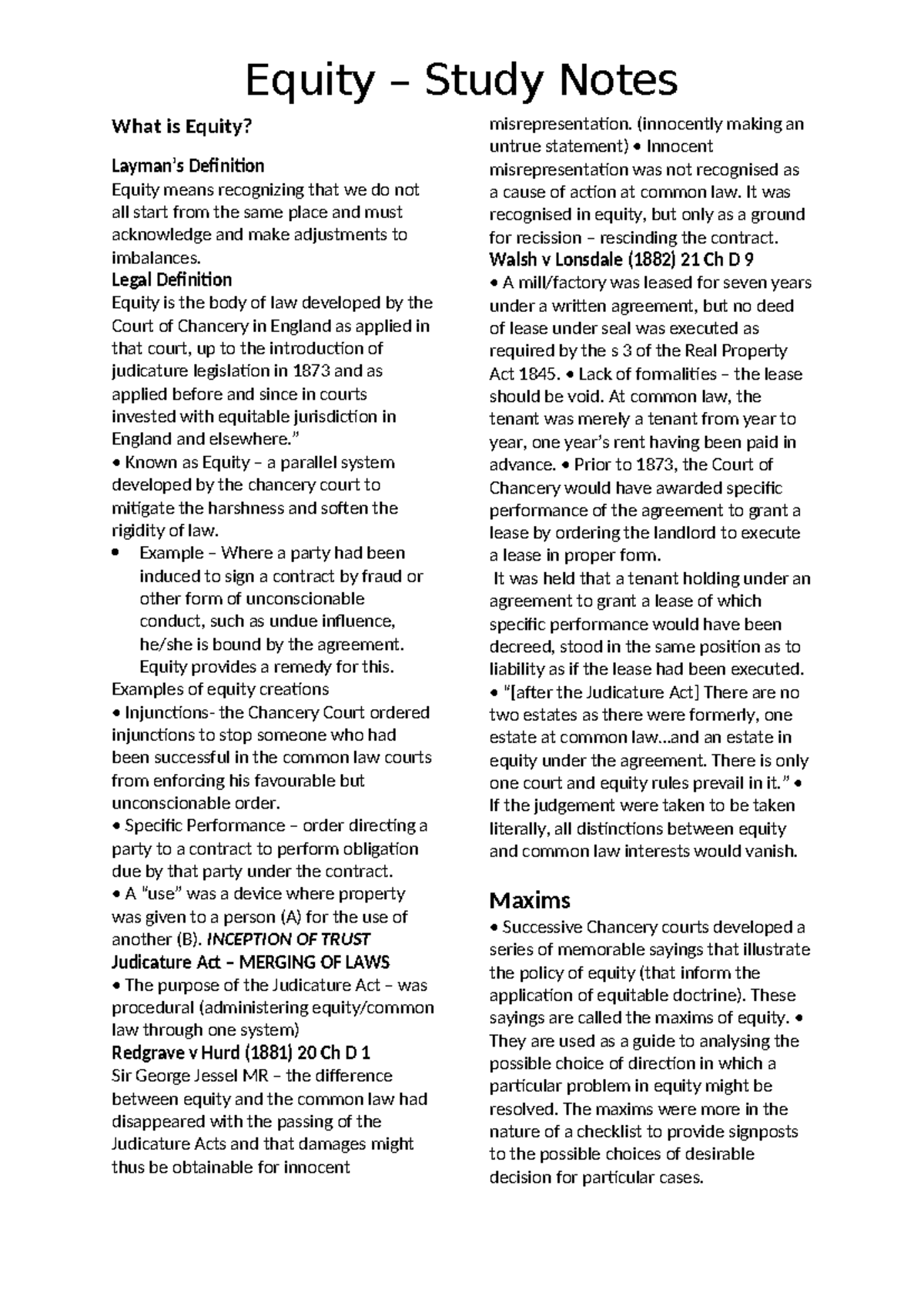Equity Study Guide: Understanding Key Concepts and Principles - Studocu