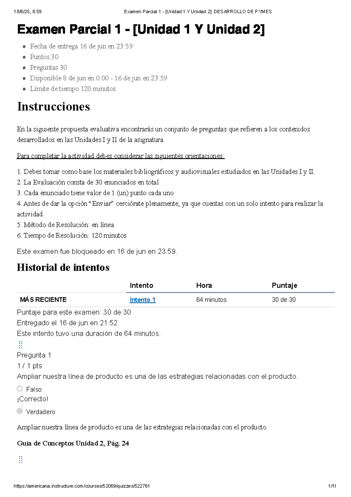 Examen Parcial 1 - [Unidad 1 y 2] Desarrollo de PYMES - Studocu