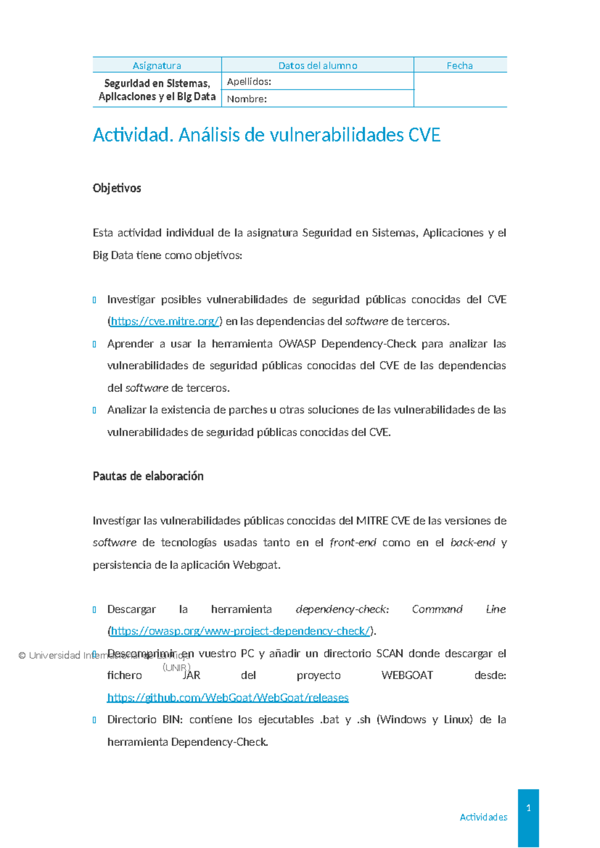 Análisis de Vulnerabilidades CVE - Seguridad en Sistemas (UNIR) - Studocu